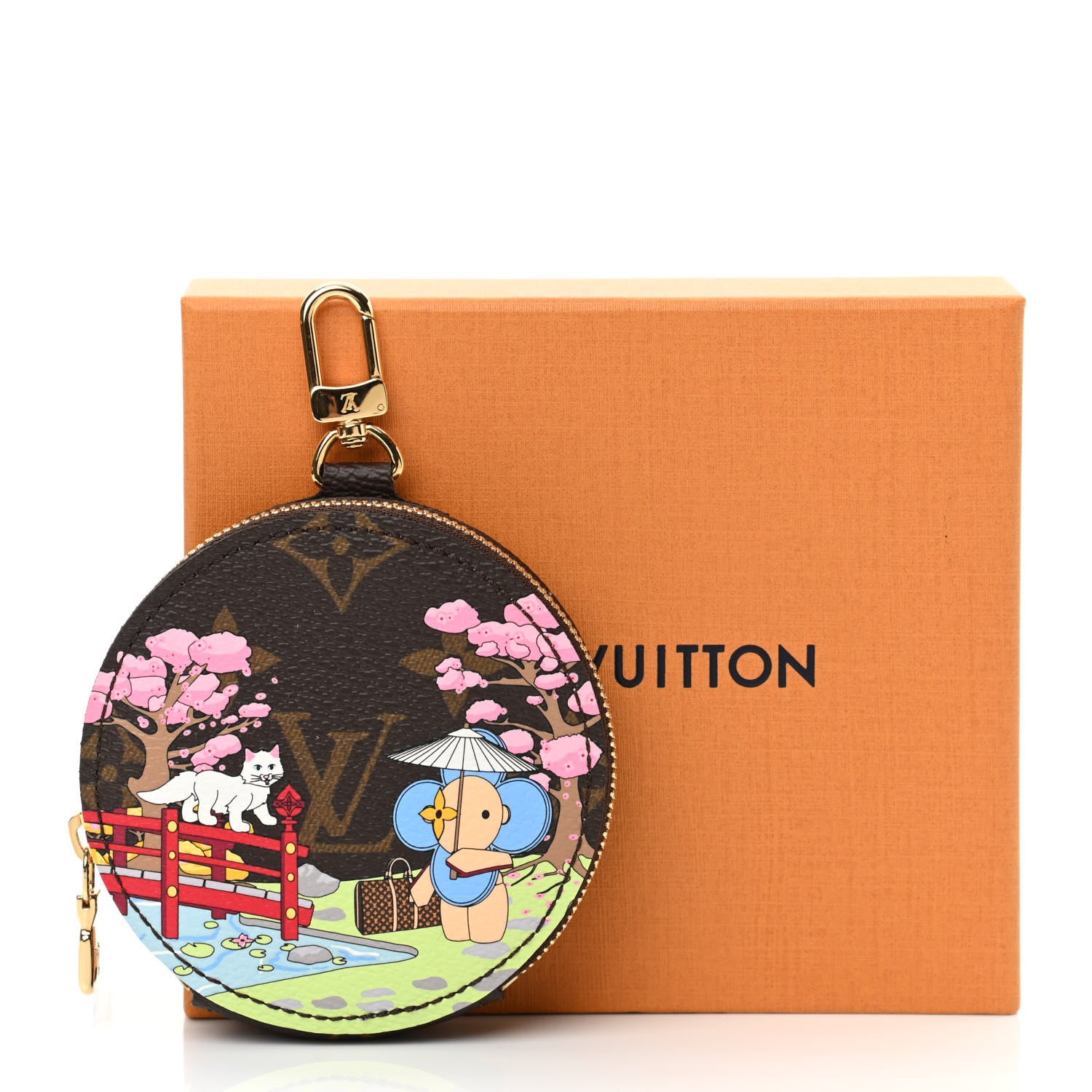 Louis Vuitton Monogram 2021 Christmas Animation Japanese Garden Round Coin Purse Wisteria Pink 7 of 7