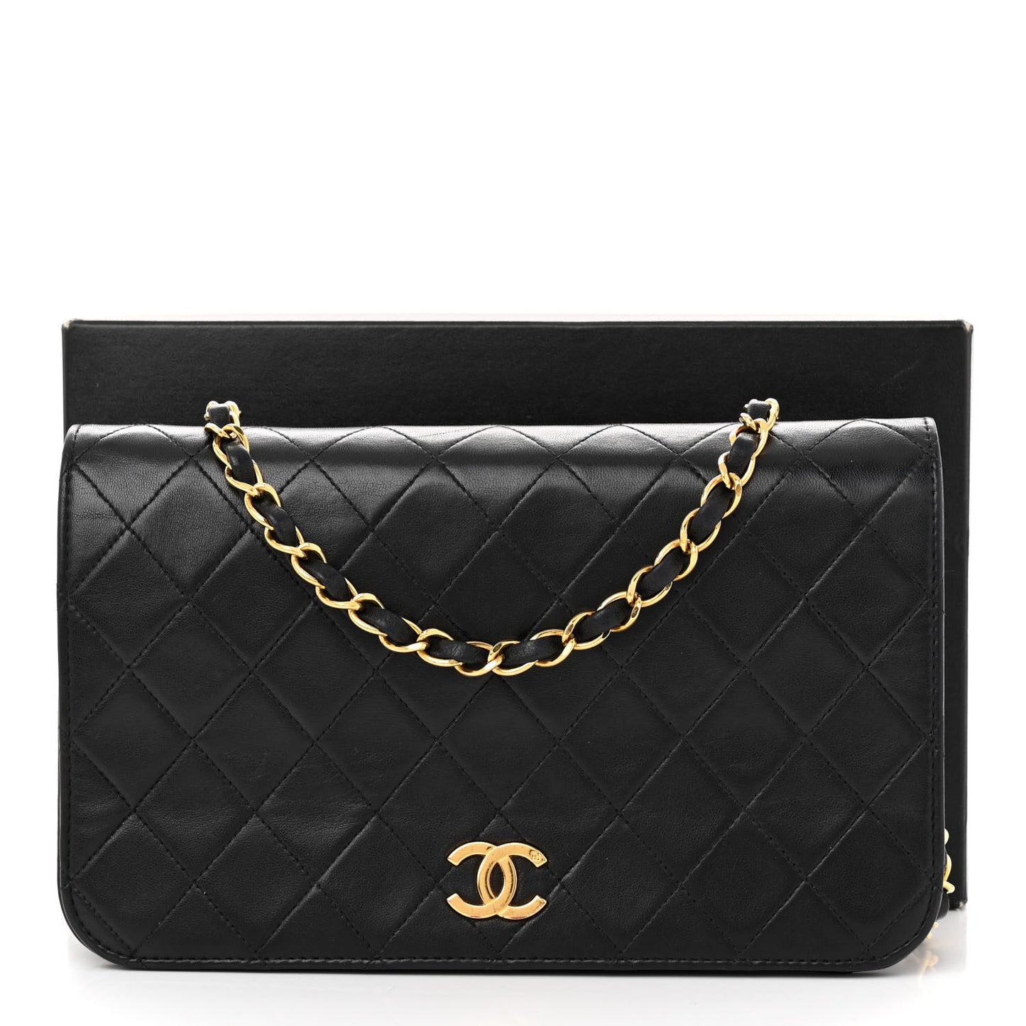 Lambskin Quilted Small Single Flap Bag Black