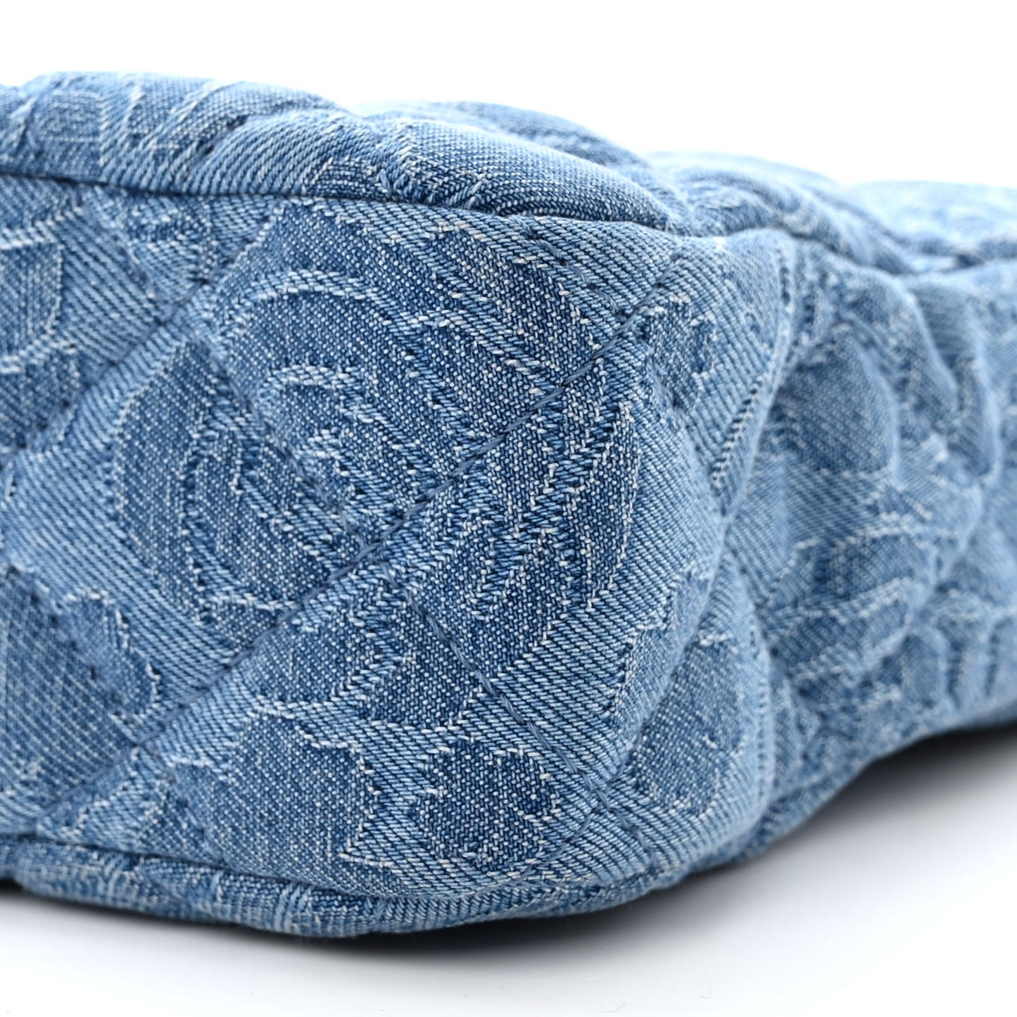 Denim Quilted Camellia Sweetheart Small Hobo Blue