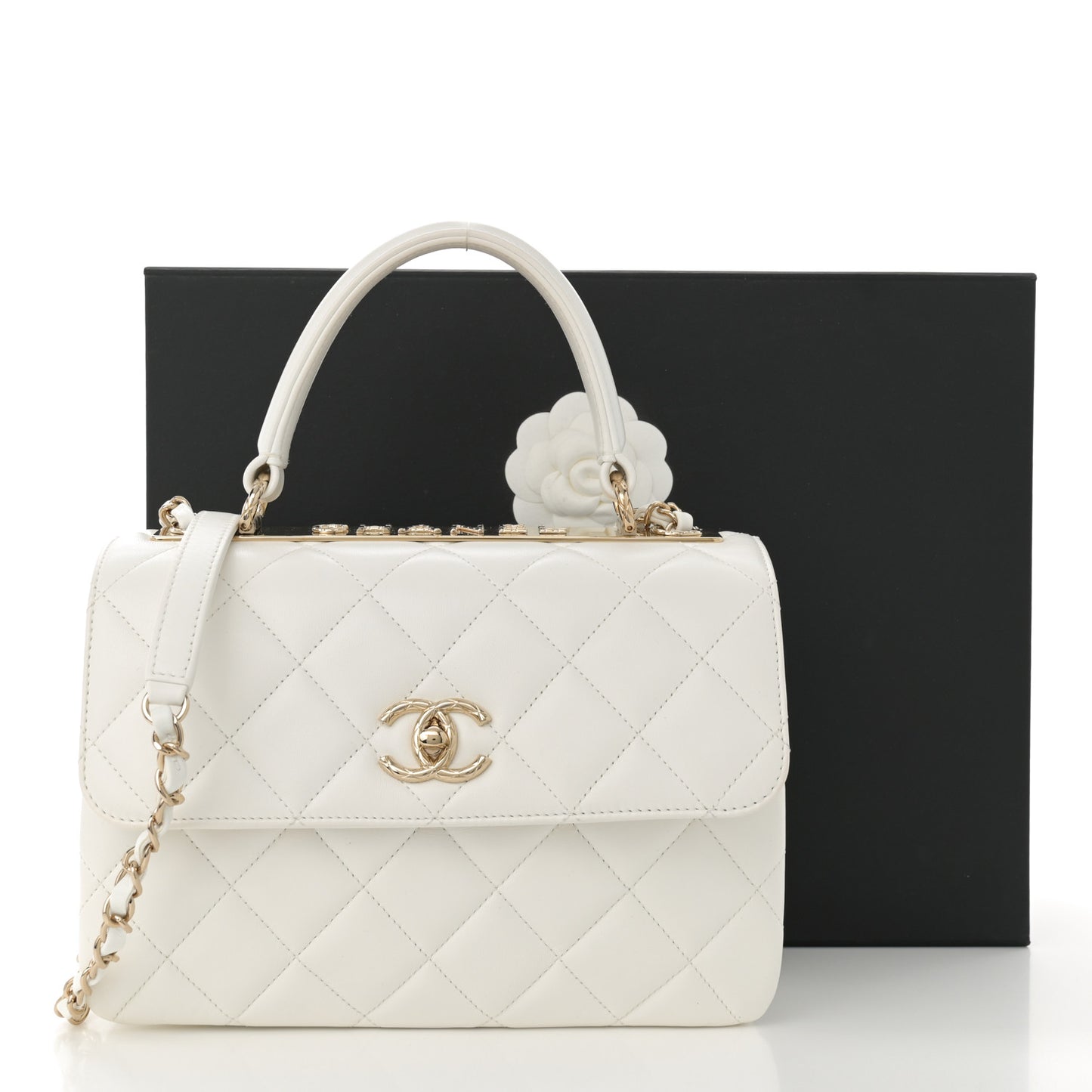 Lambskin Quilted Small Trendy CC Dual Handle Flap Bag White
