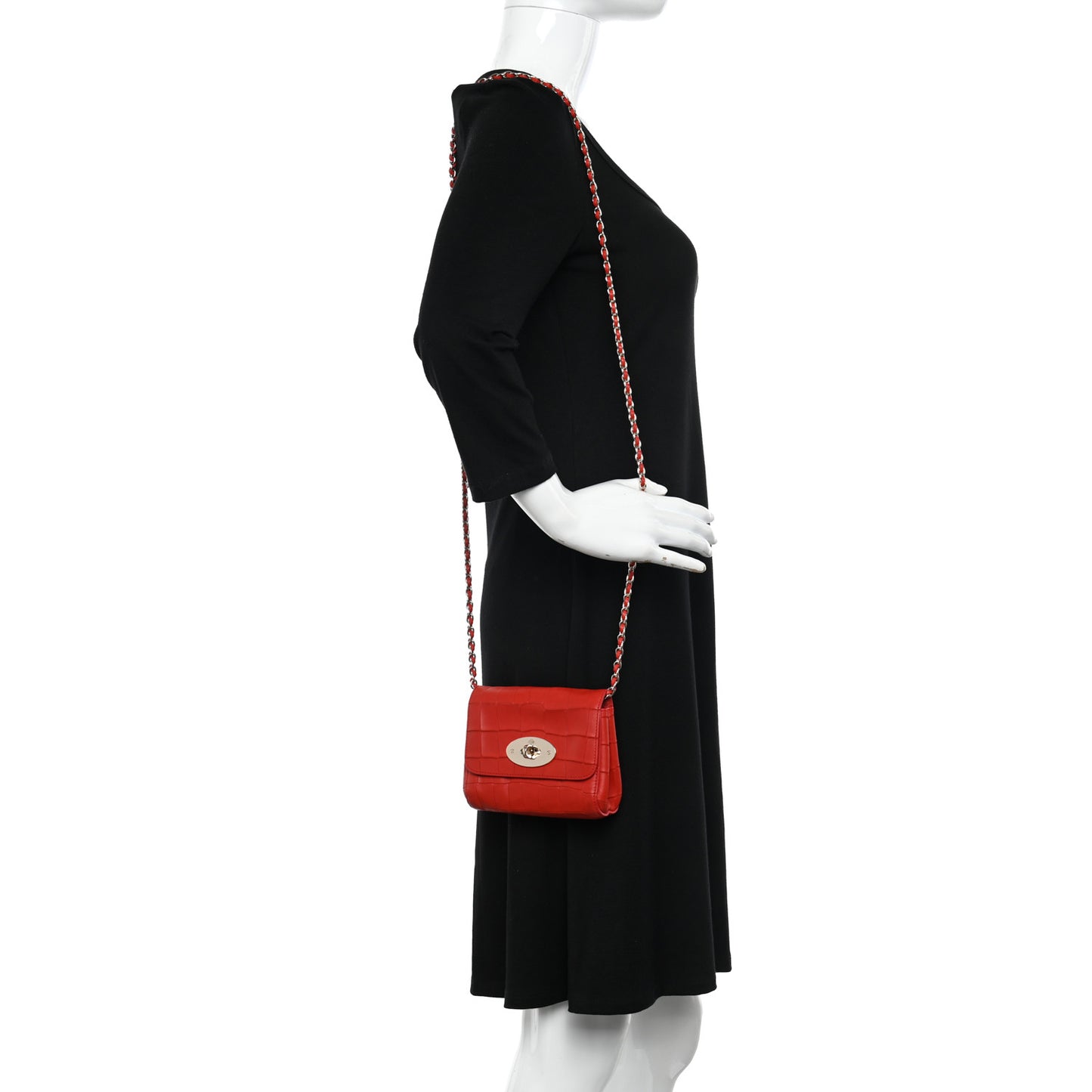 Nappa Crocodile Embossed Mini Lily Flap Red