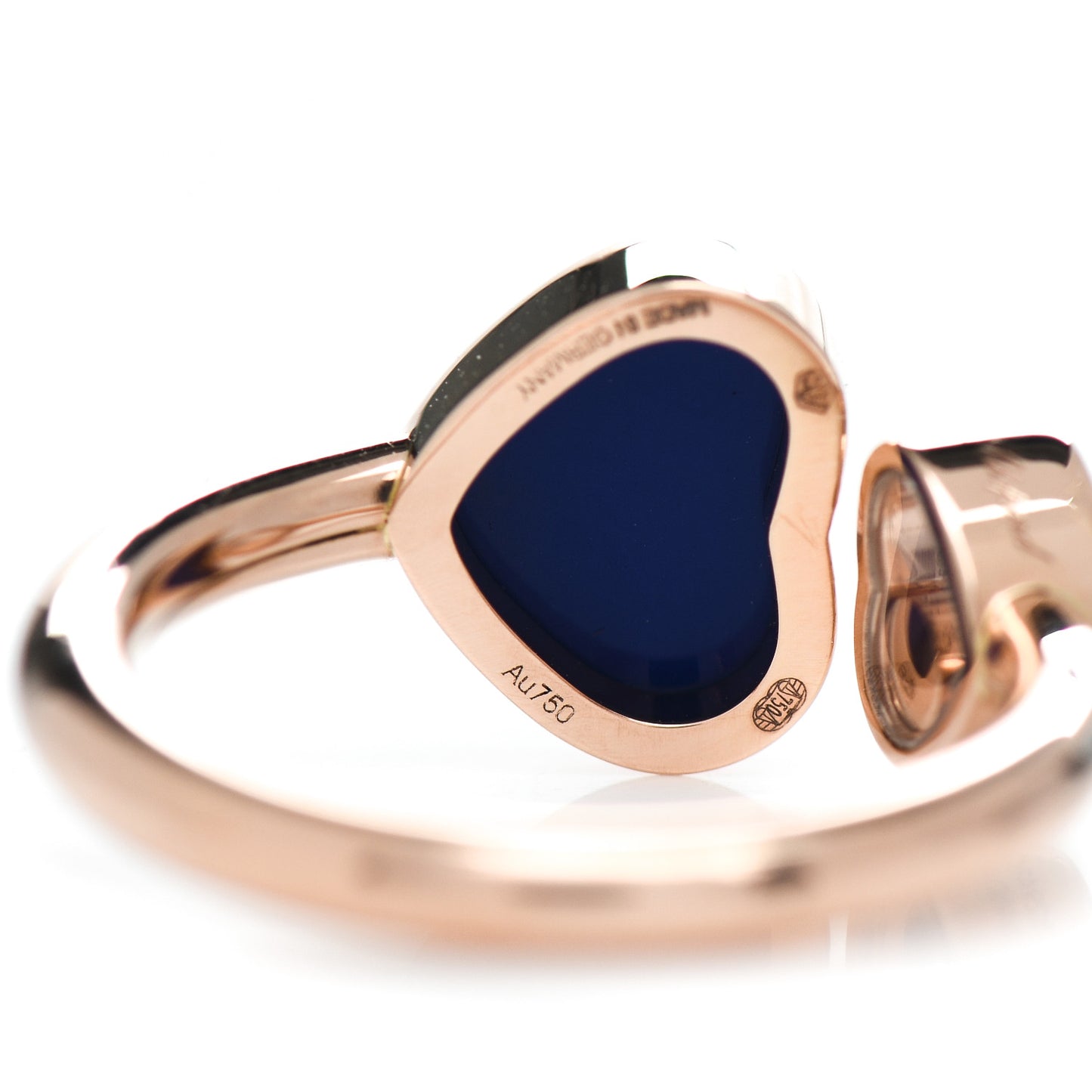 18K Rose Gold Diamond Blue Gem Happy Hearts Ring 52 6