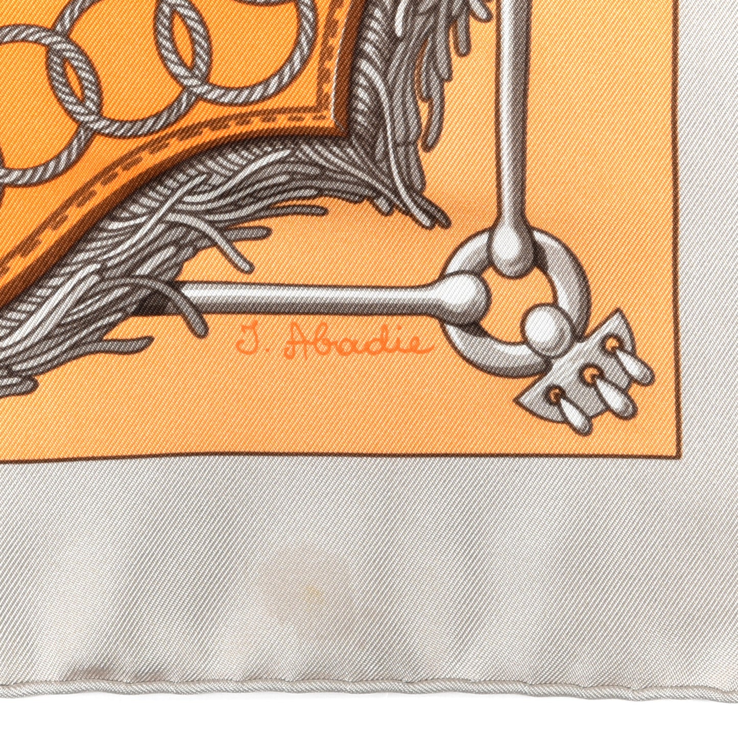 Silk Cliquetis Scarf 90 Orange Gris White