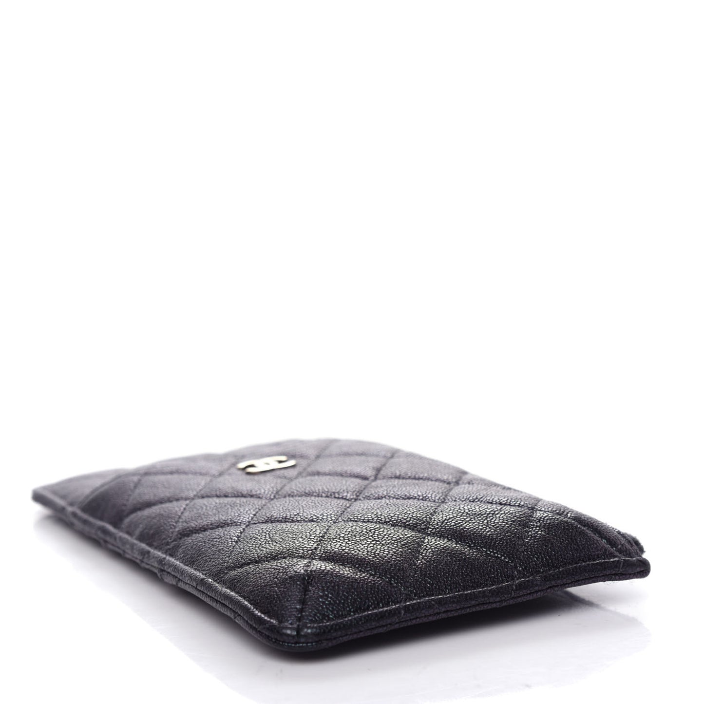 Iridescent Caviar Quilted Classic iPhone Pouch Black