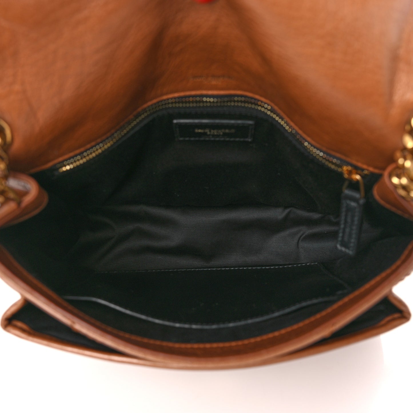 Crinkled Calfskin Matelasse Monogram Medium Niki Chain Satchel Caramel