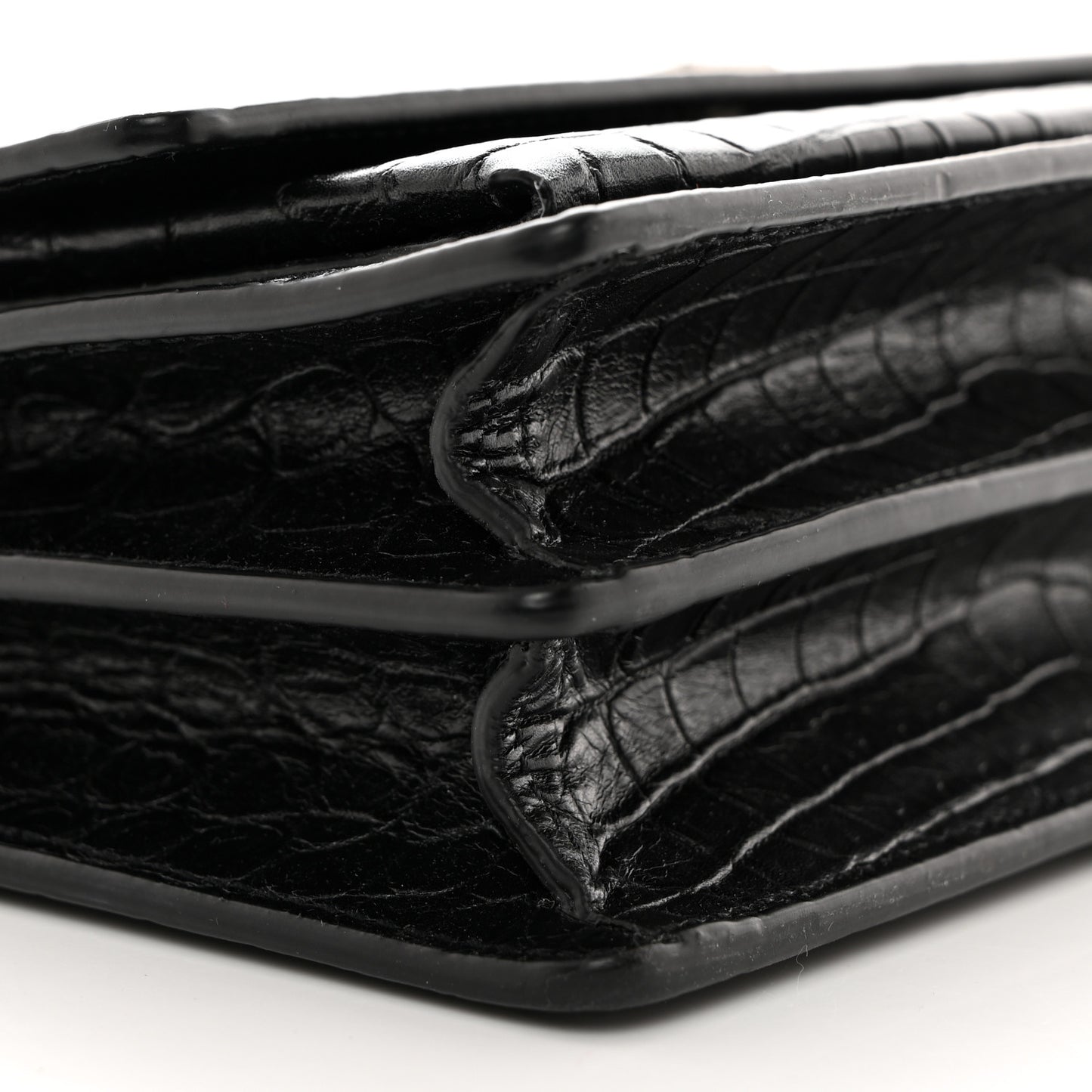 Calfskin Crocodile Embossed Medium Monogram Sunset Black