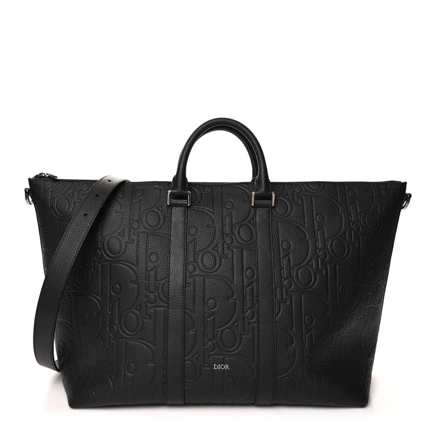 Grained Calfskin Embossed Dior Gravity Weekender 40 Black