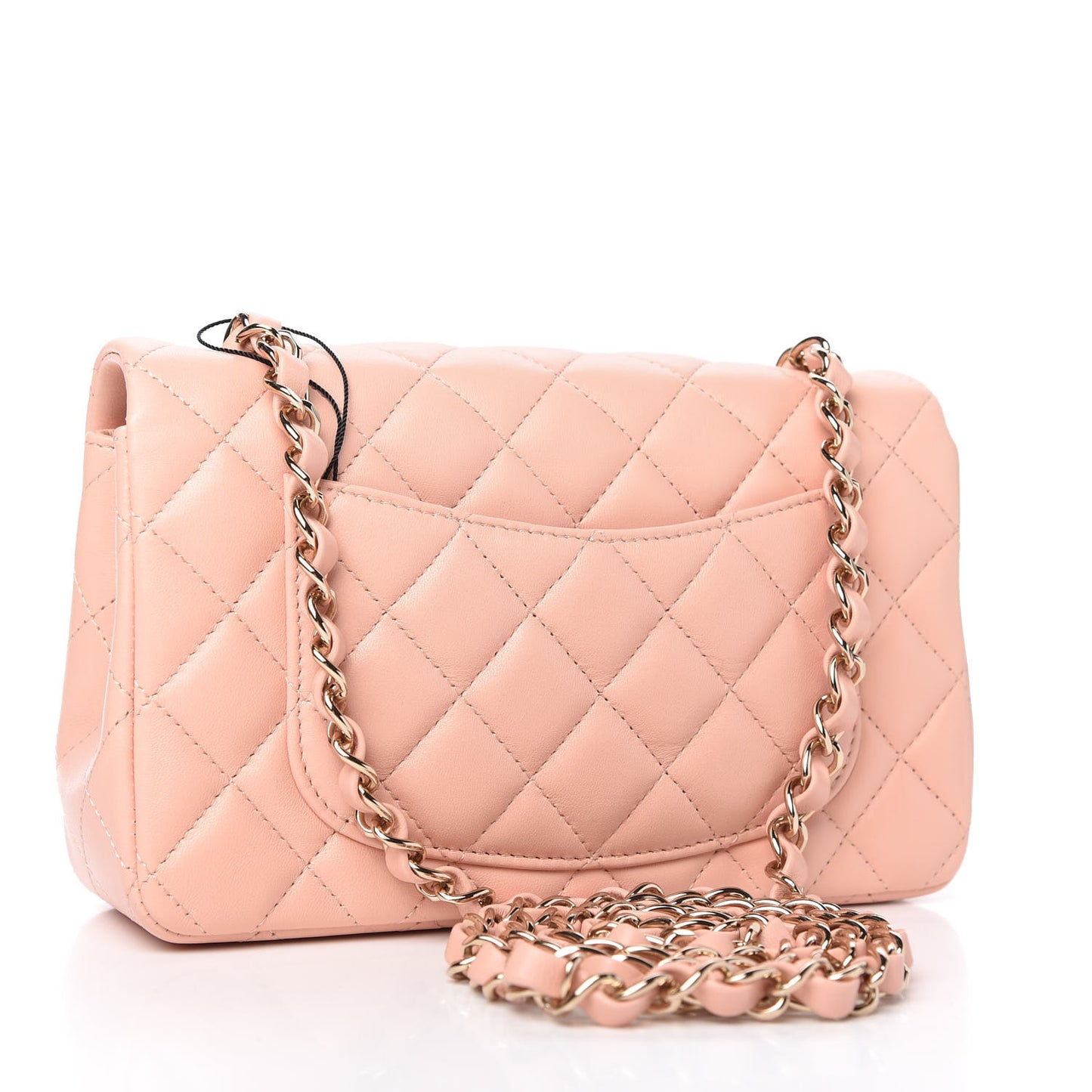 Lambskin Quilted Mini Rectangular Flap Light Pink