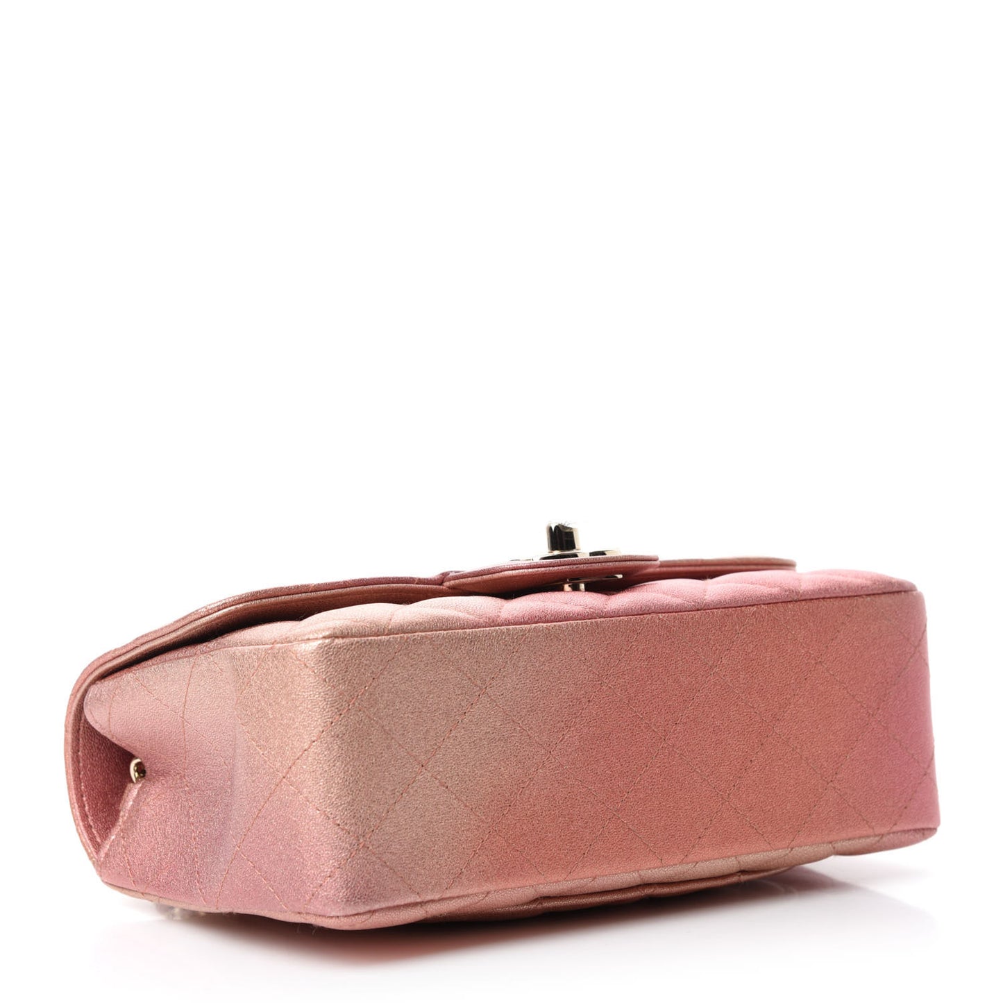 Metallic Lambskin Quilted Ombre Mini Rectangular Flap Pink
