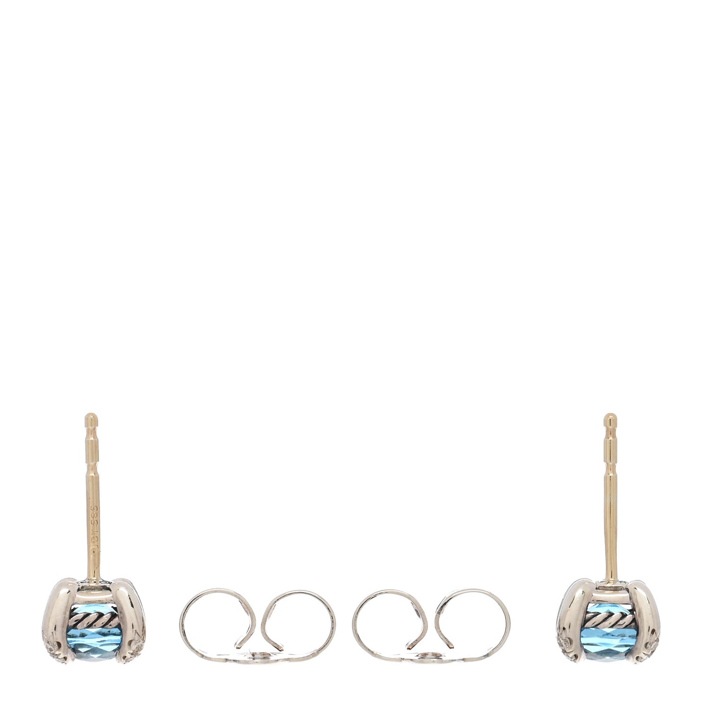 Sterling Silver Diamond Blue Topaz 6mm Chatelaine Earrings