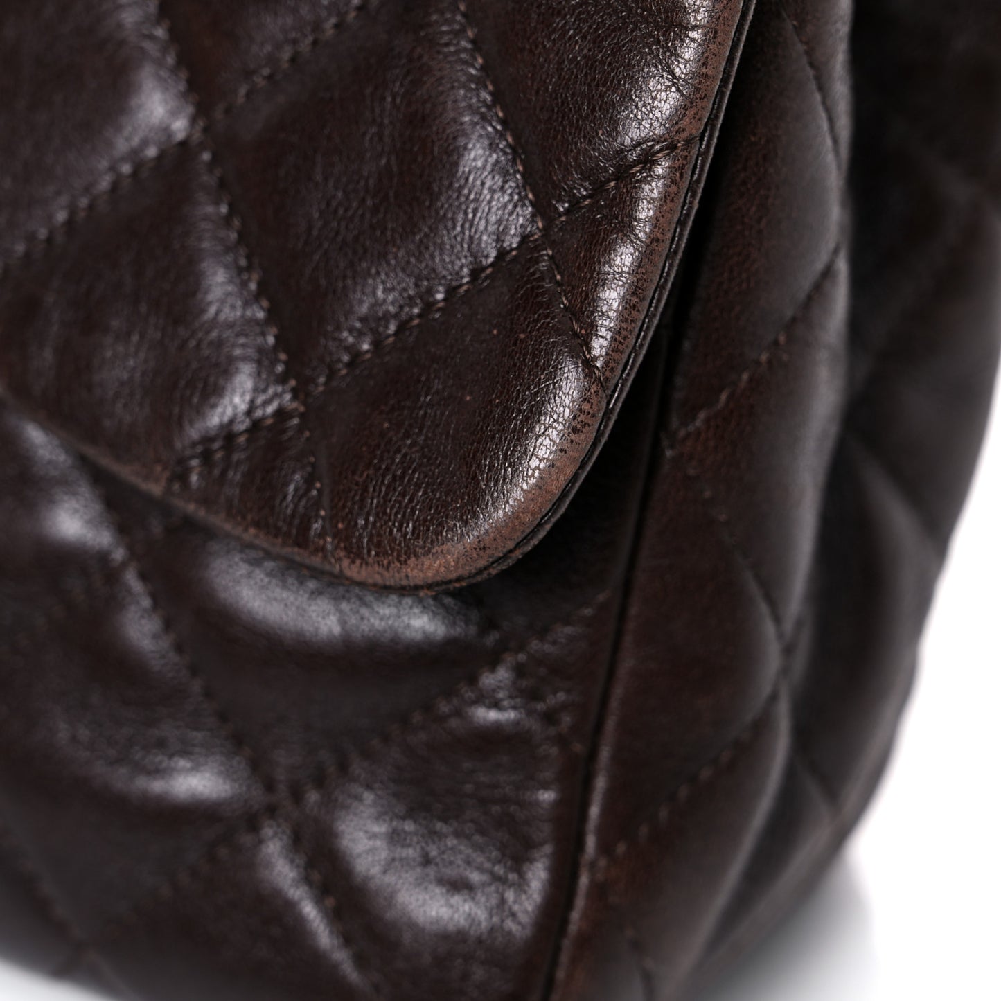 Washed Lambskin Quilted Jumbo Hybrid Reissue Flap Dark Brown