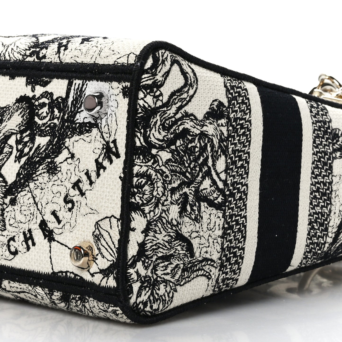 Canvas Embroidered Zodiac Toile De Jouy Medium Lady D-Lite Latte