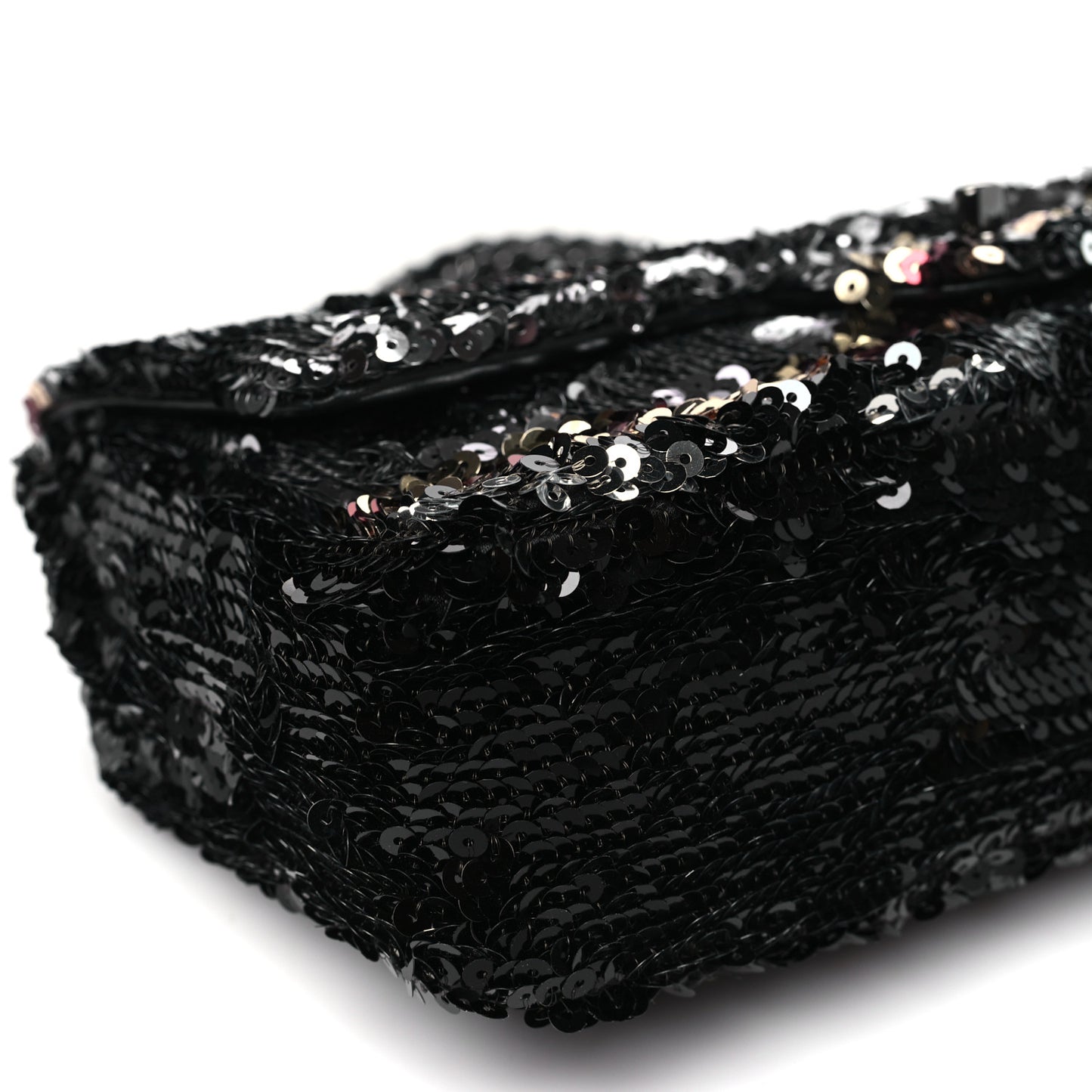 Sequin Medium Single Flap Silver Black Multicolor