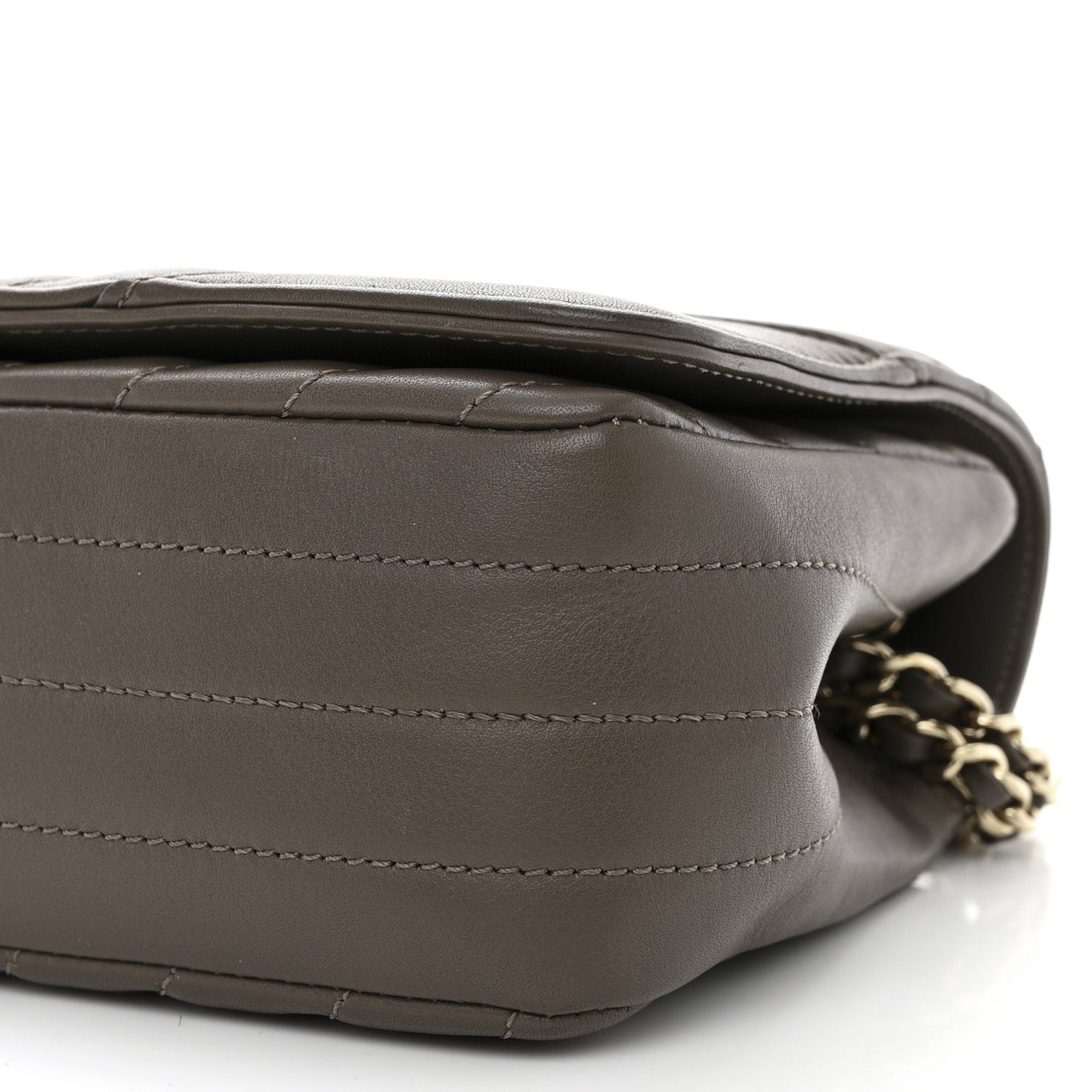 Calfskin Chevron Quilted Mini Statement Flap Brown