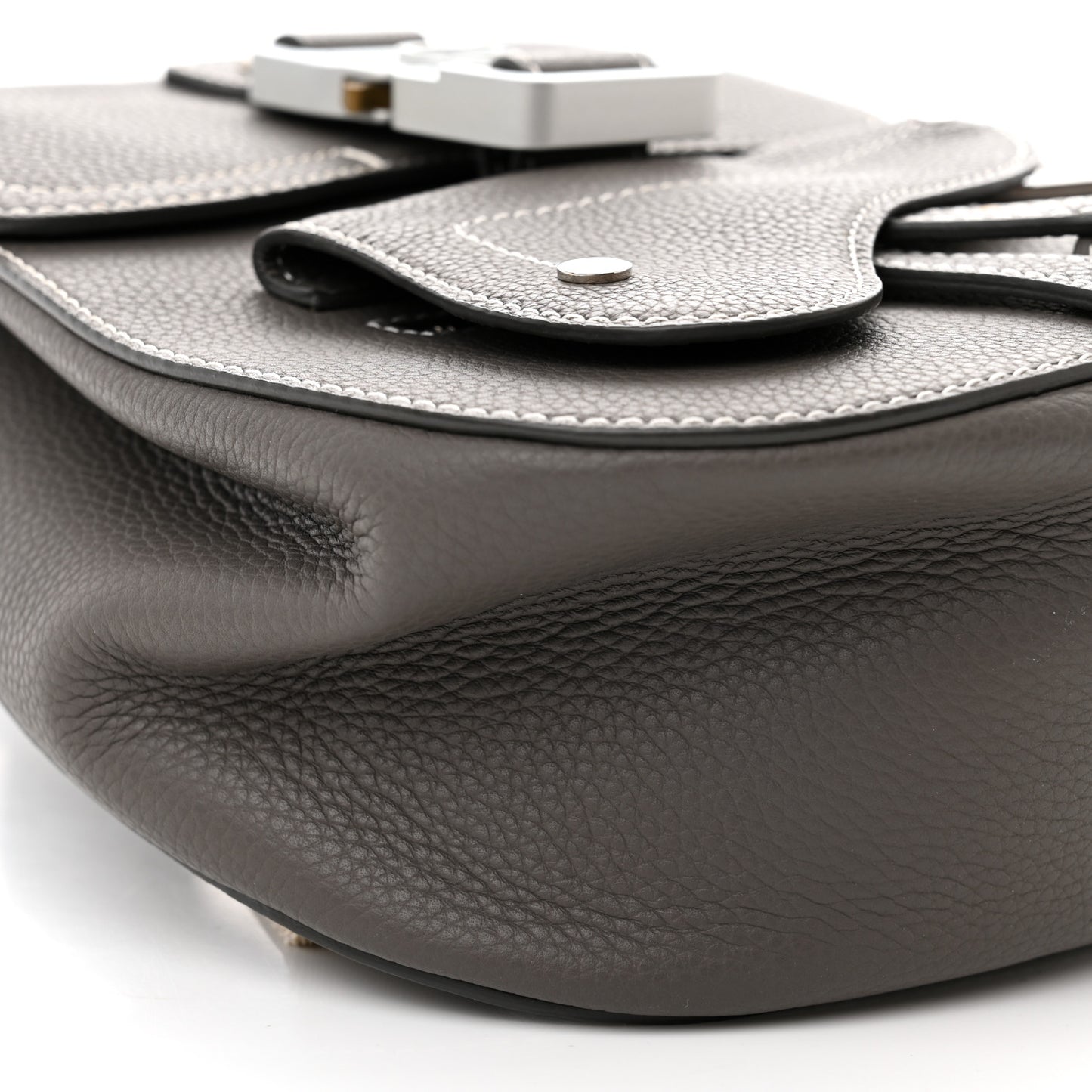 Grained Calfskin Mini Saddle Backpack Grey