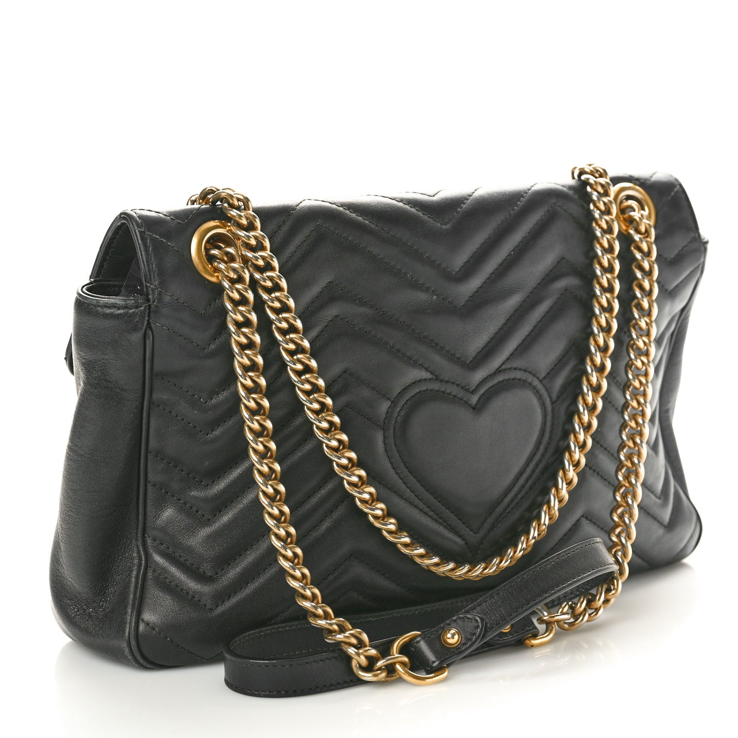 Calfskin Matelasse Medium GG Marmont Shoulder Bag Black