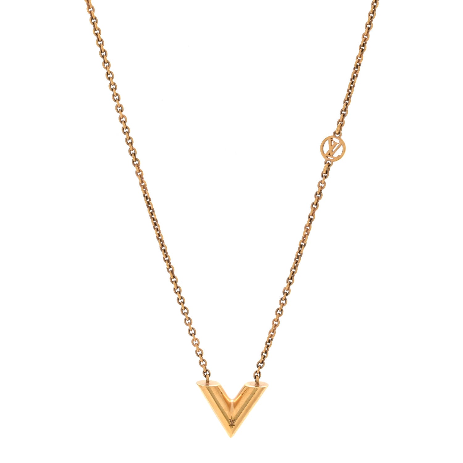 LOUIS VUITTON ゴールド V字型ネックレス Louis Vuitton Essential V Necklace Gold 1844835 – FASHIONPHILE
