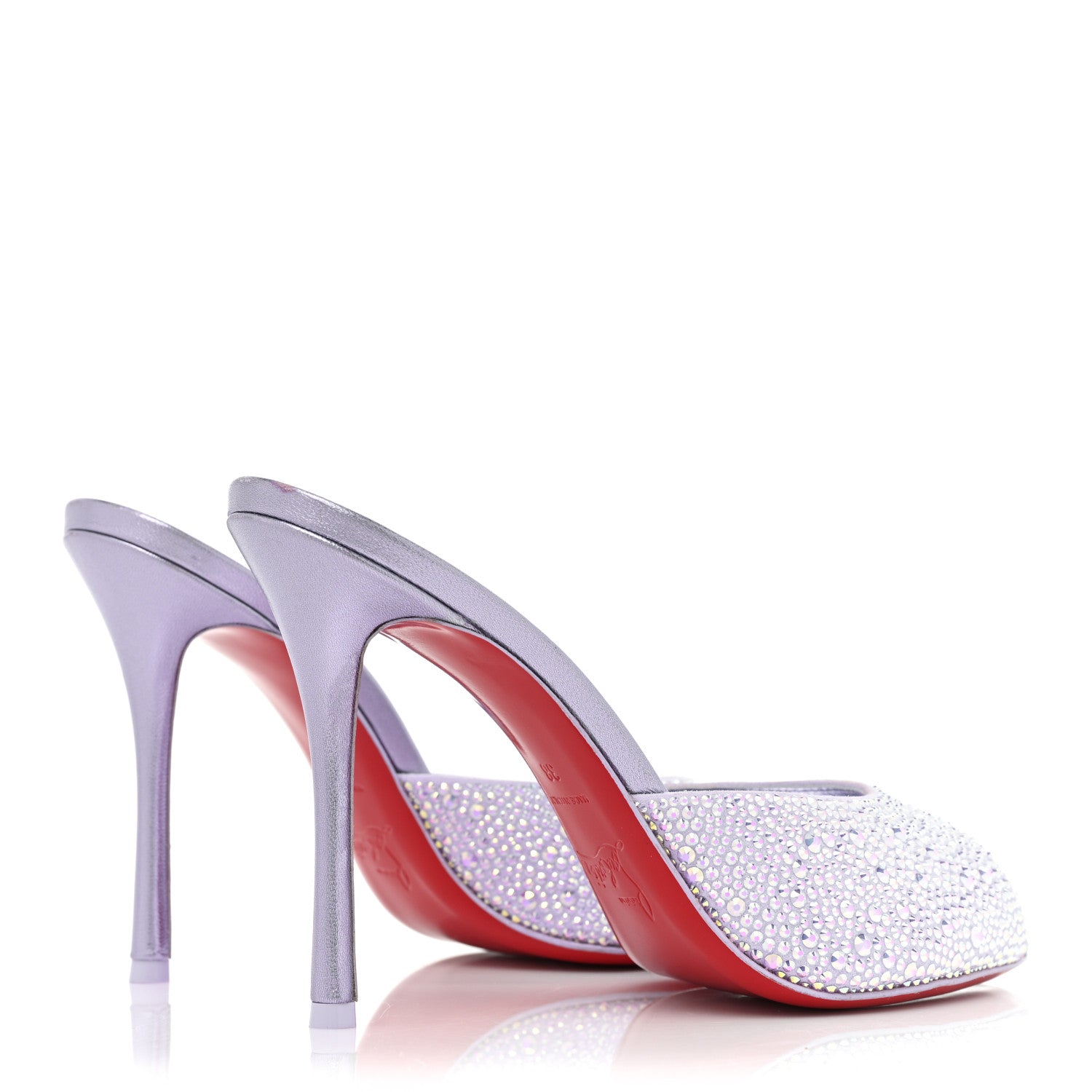 Christian Louboutin Suede Crystal Strass Me Dolly 100 Sandals 38 Lilac 4 of 9
