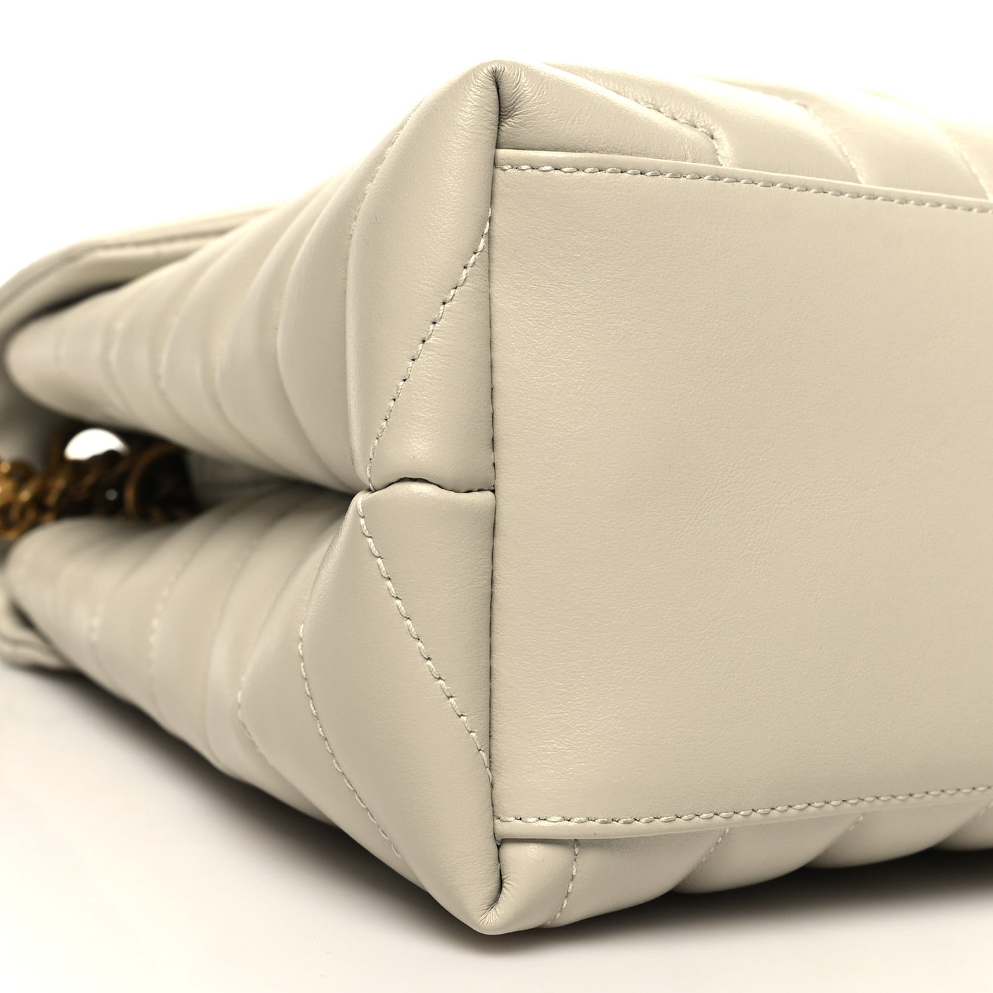 Calfskin Y Quilted Monogram Medium Loulou Chain Satchel Crema Soft