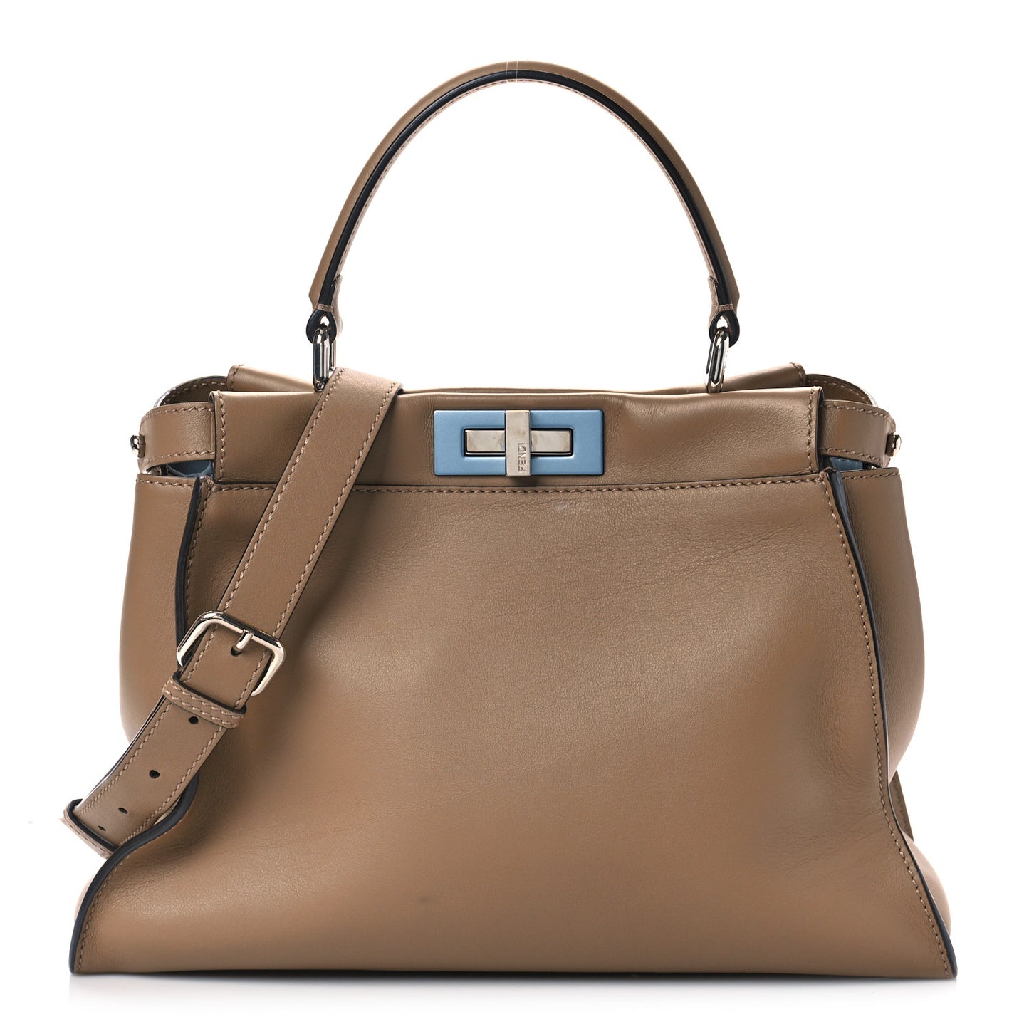 Vitello Seta Shiny Nappa Medium Peekaboo Iconic Satchel Cuoio Ardesia