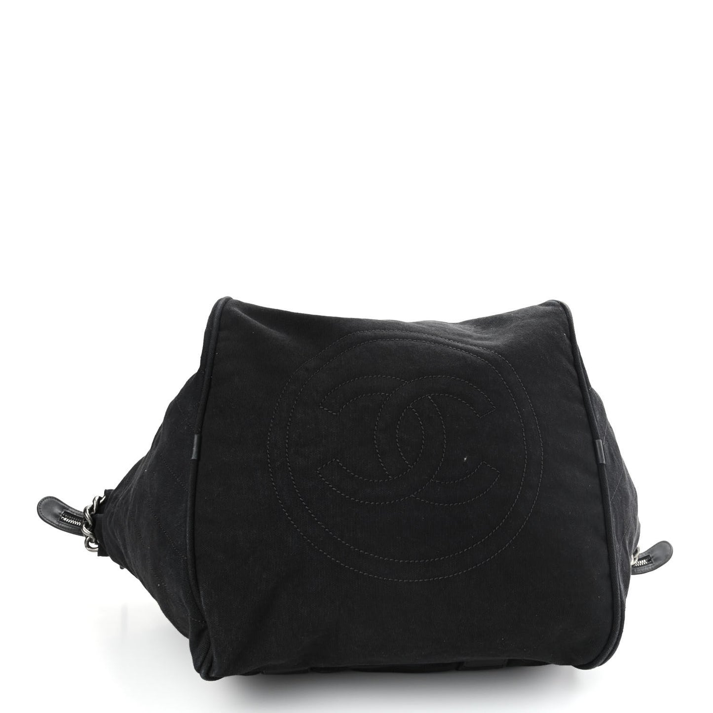 Washed Toile Calfskin Quilted Large Street Style Travel Bag Black