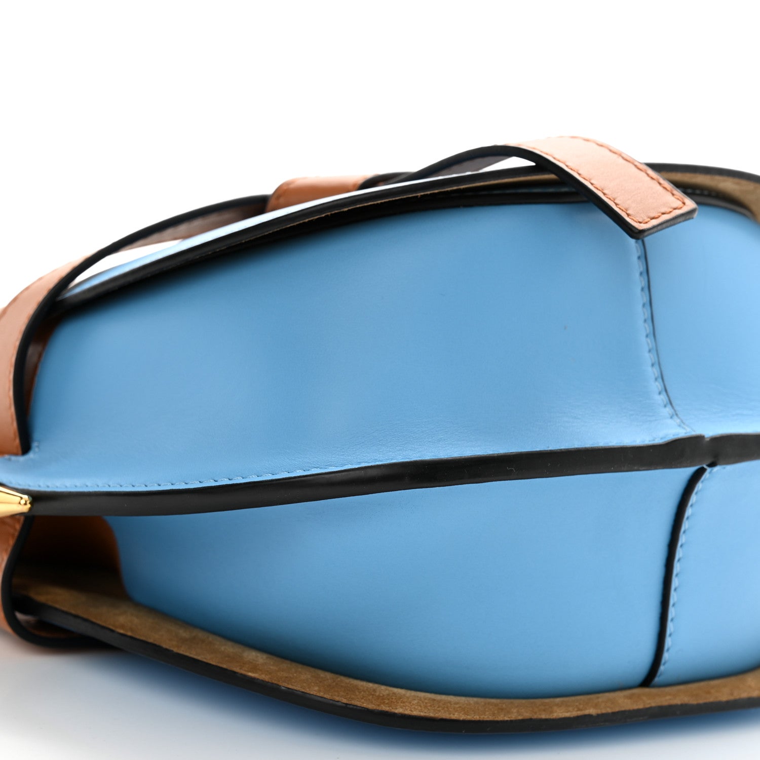Loewe Calfskin Small Gate Crossbody Bag Tan Sky Blue 8 of 9