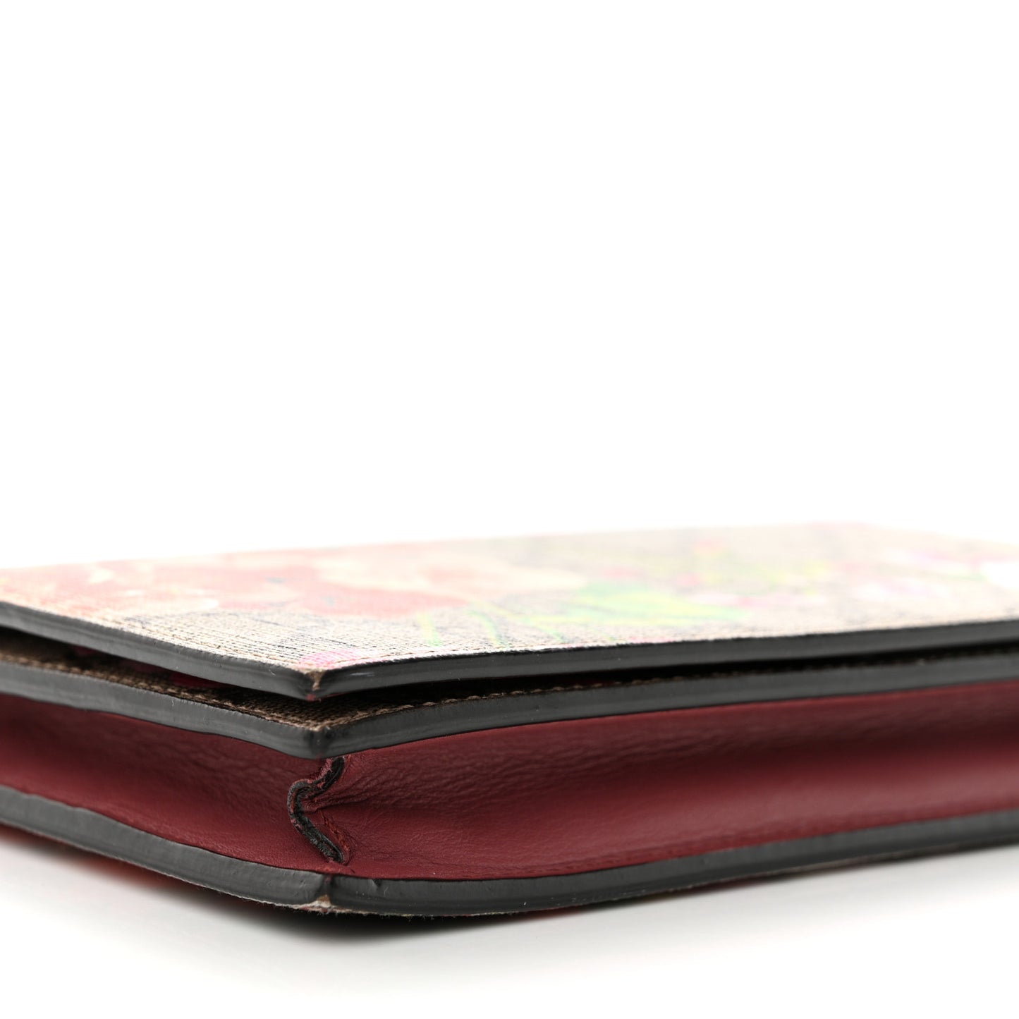 GG Supreme Monogram Blooms Chain Wallet Beige Multicolor Dry Rose