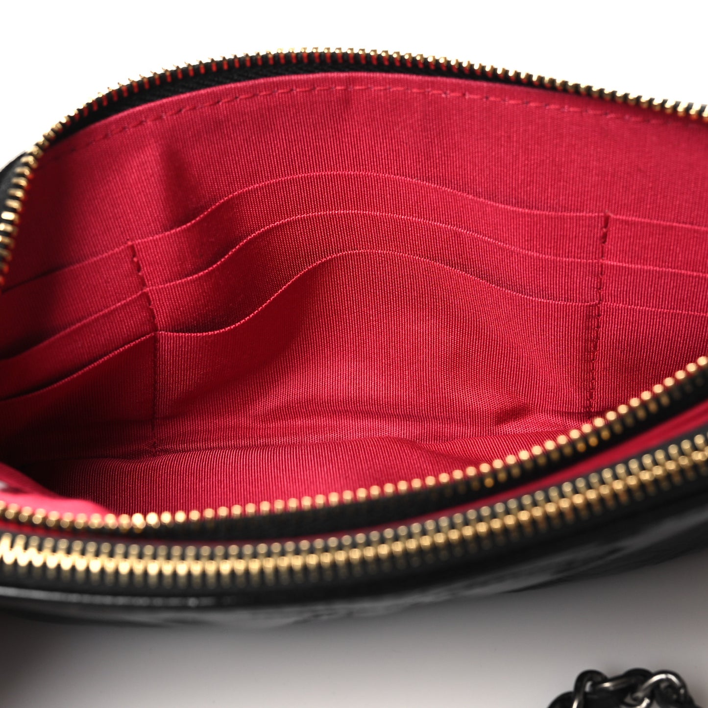 Glazed Aged Calfskin Quilted CC Small Clutch With Chain Black