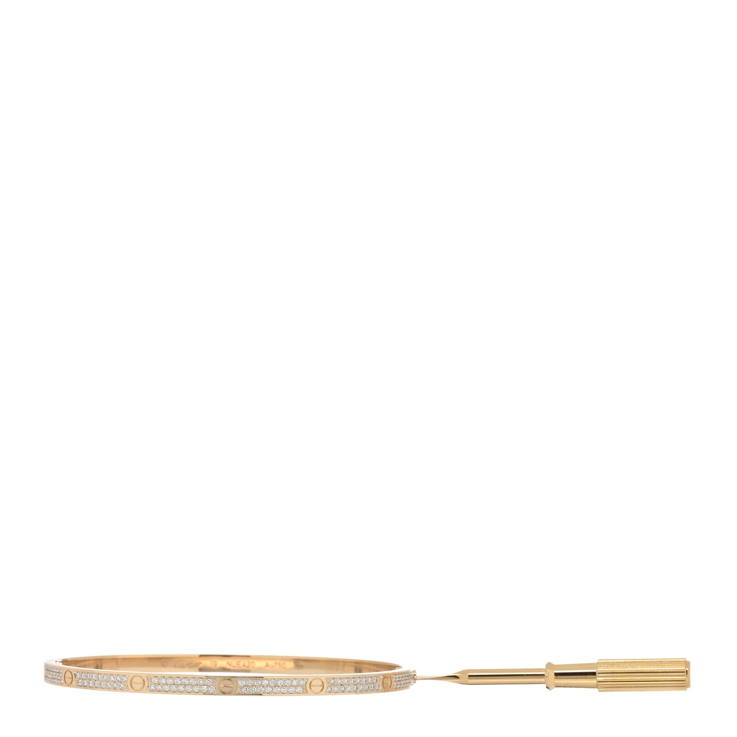 18K Yellow Gold Diamond Small LOVE Paved Bracelet 19