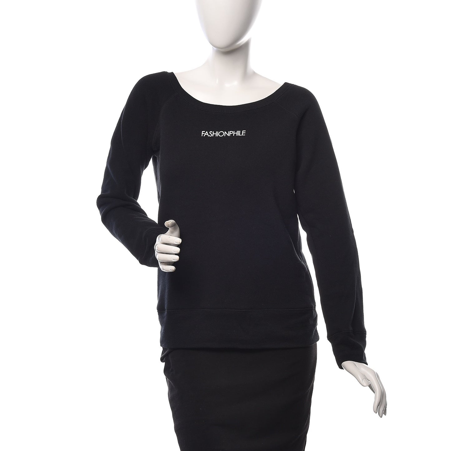 FASHIONPHILE Wide Neck Sweatshirt Black
