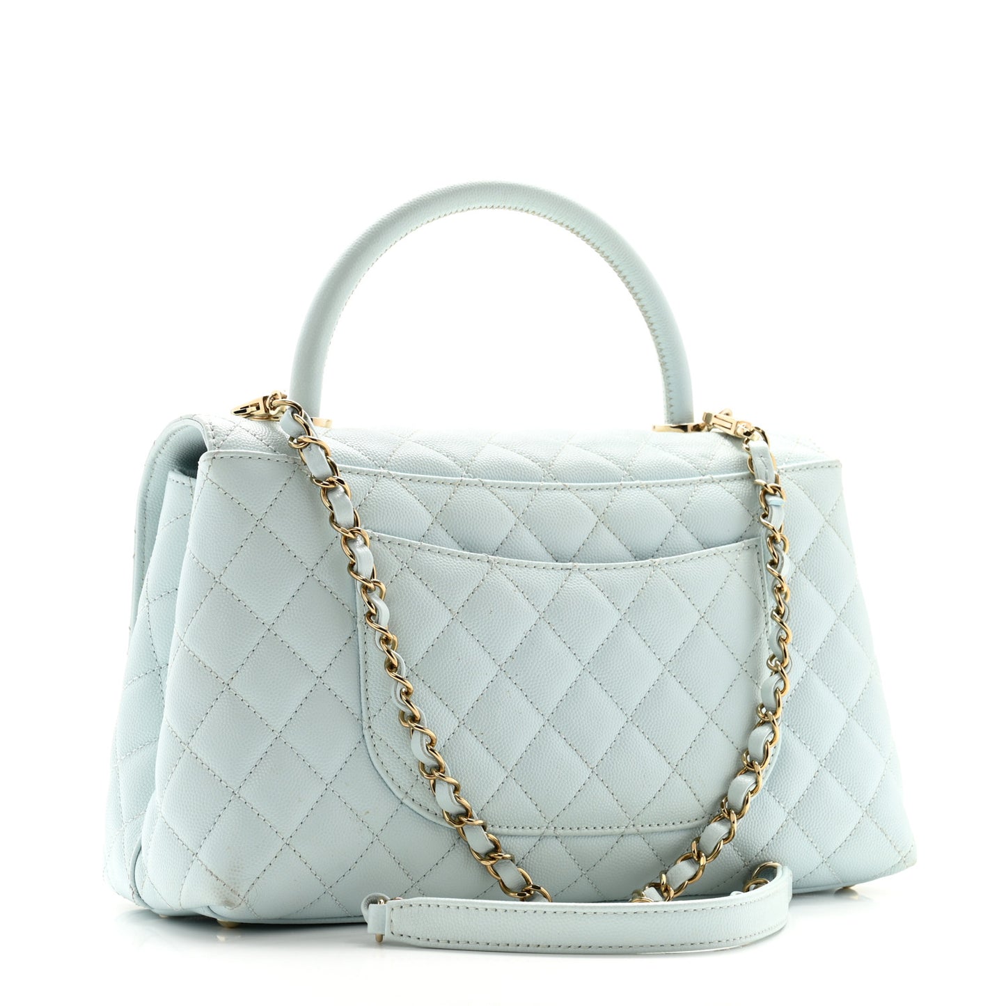 Caviar Quilted Small Coco Handle Flap Light Blue