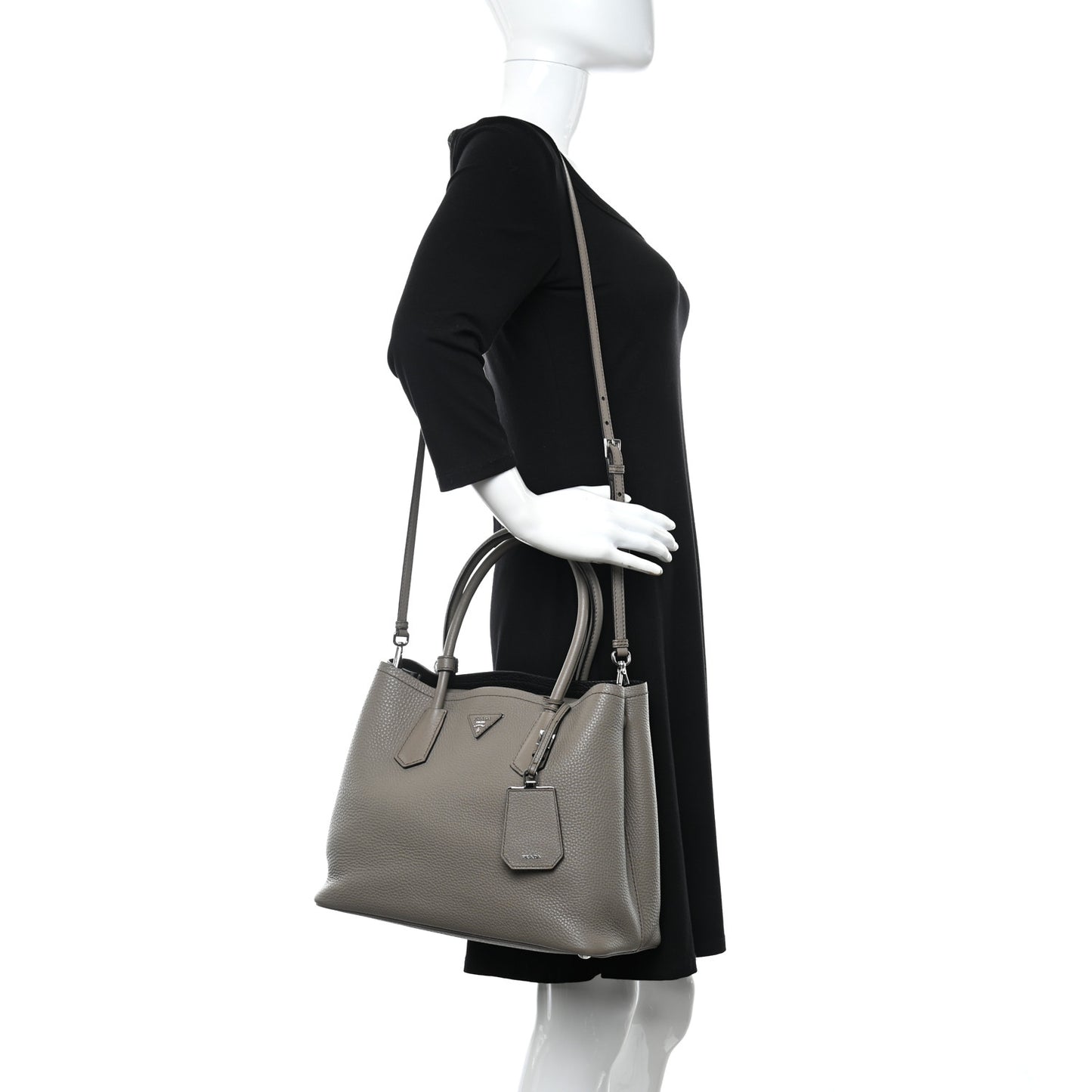 Vitello Daino Small Double Bag Argilla Black