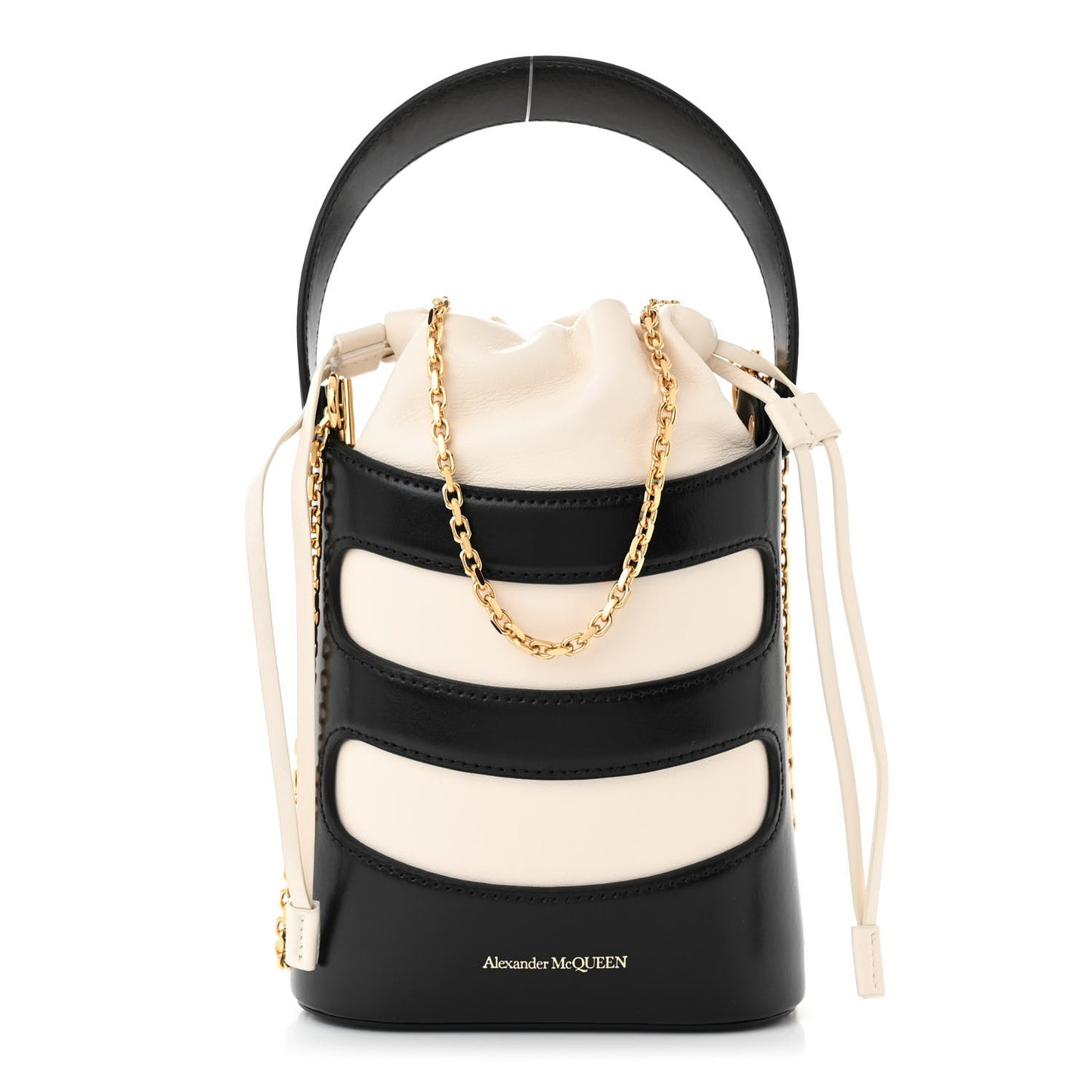 Calfskin The Rise Mini Bucket Bag White Black