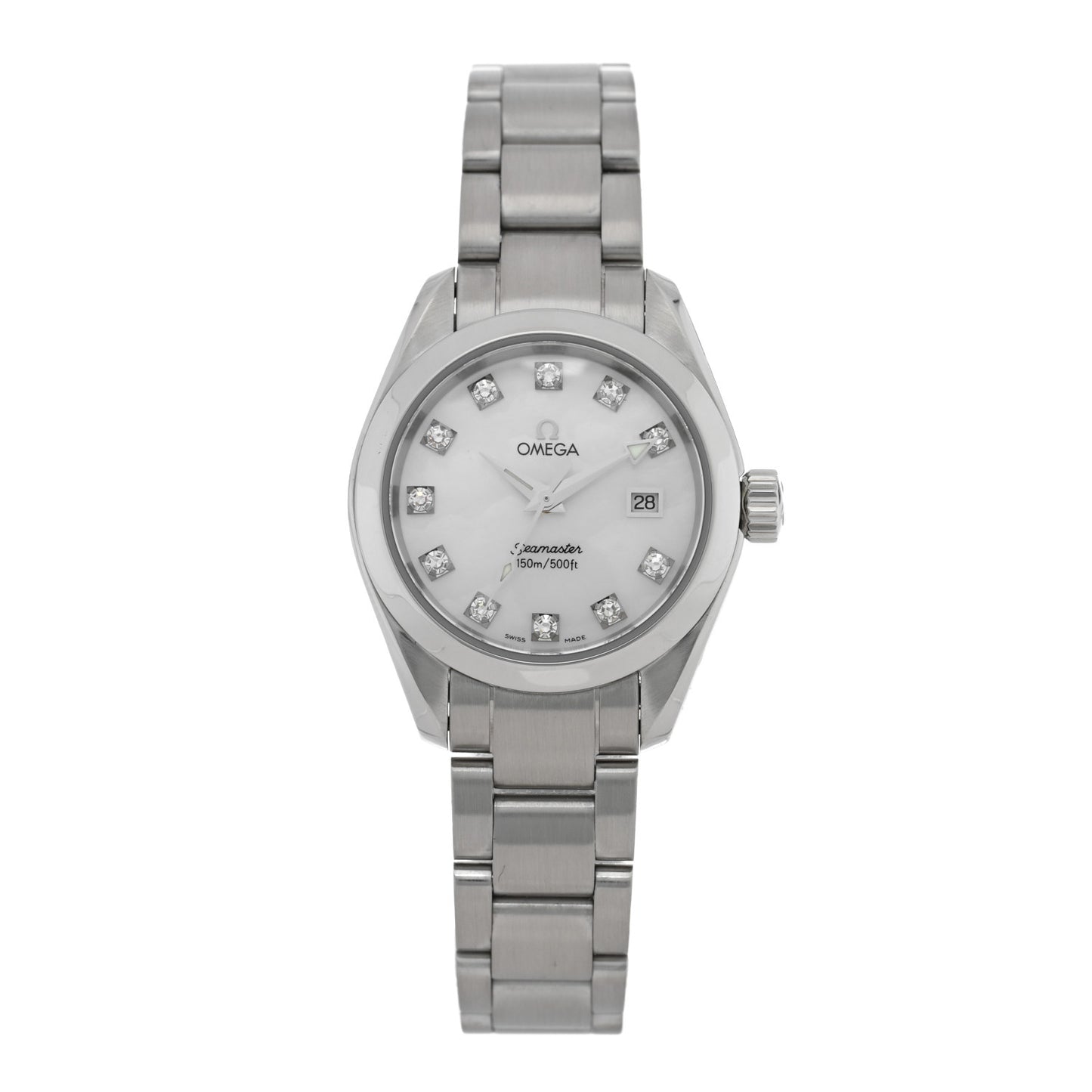Stainless Steel Diamond Mother of Pearl 29mm Seamaster Aqua Terra Automatic Watch 2563.75.00