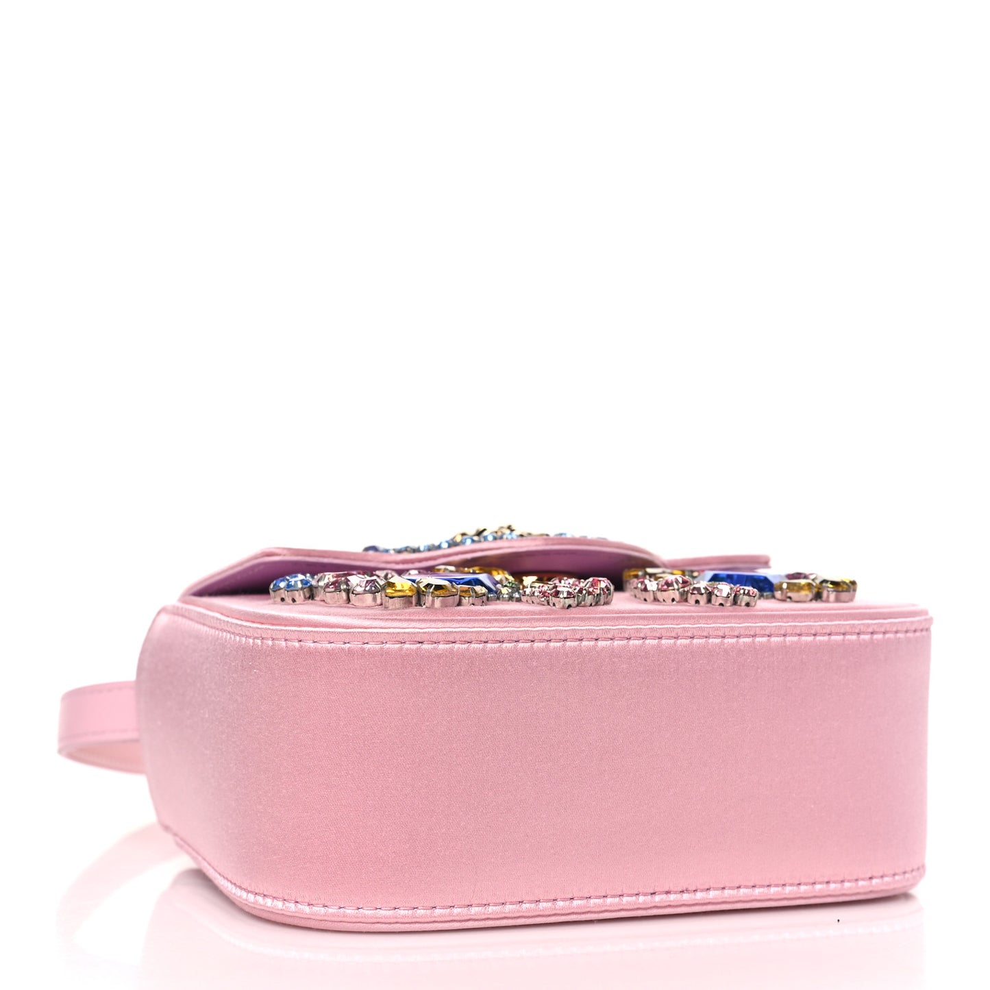 Satin Crystal Studded Mini La Medusa Bag English Rose