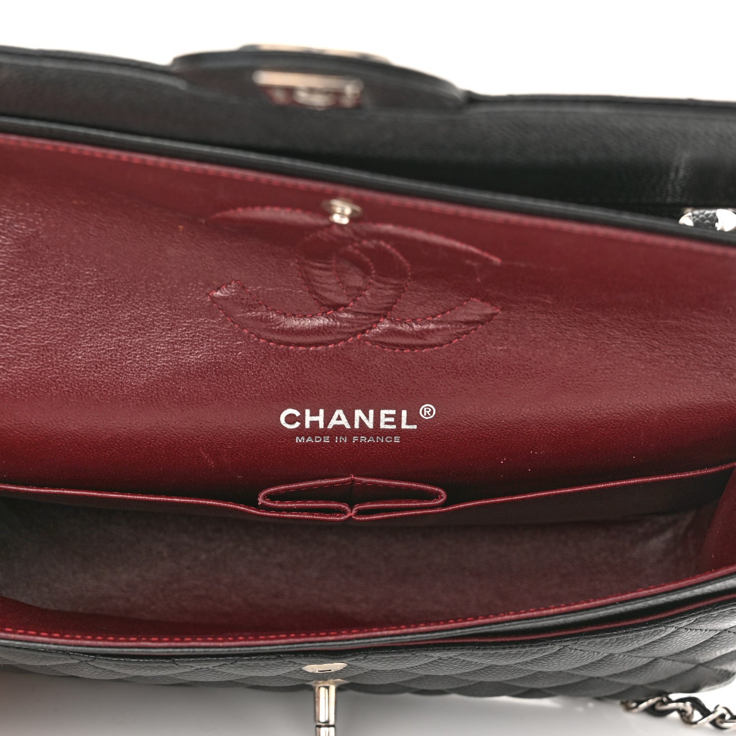 Caviar Quilted Medium Double Flap Black