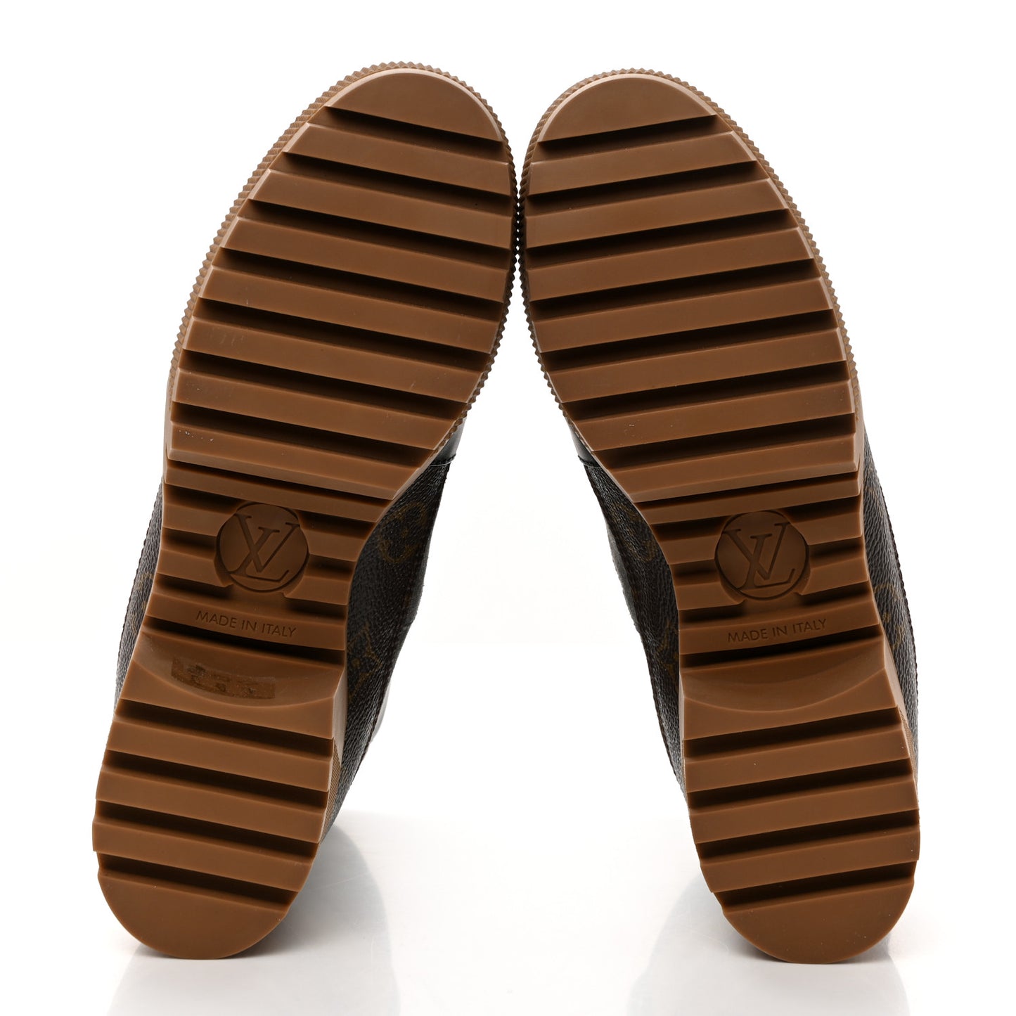 Suede Calfskin Monogram Platform Desert Boots 37.5 Dark Gray