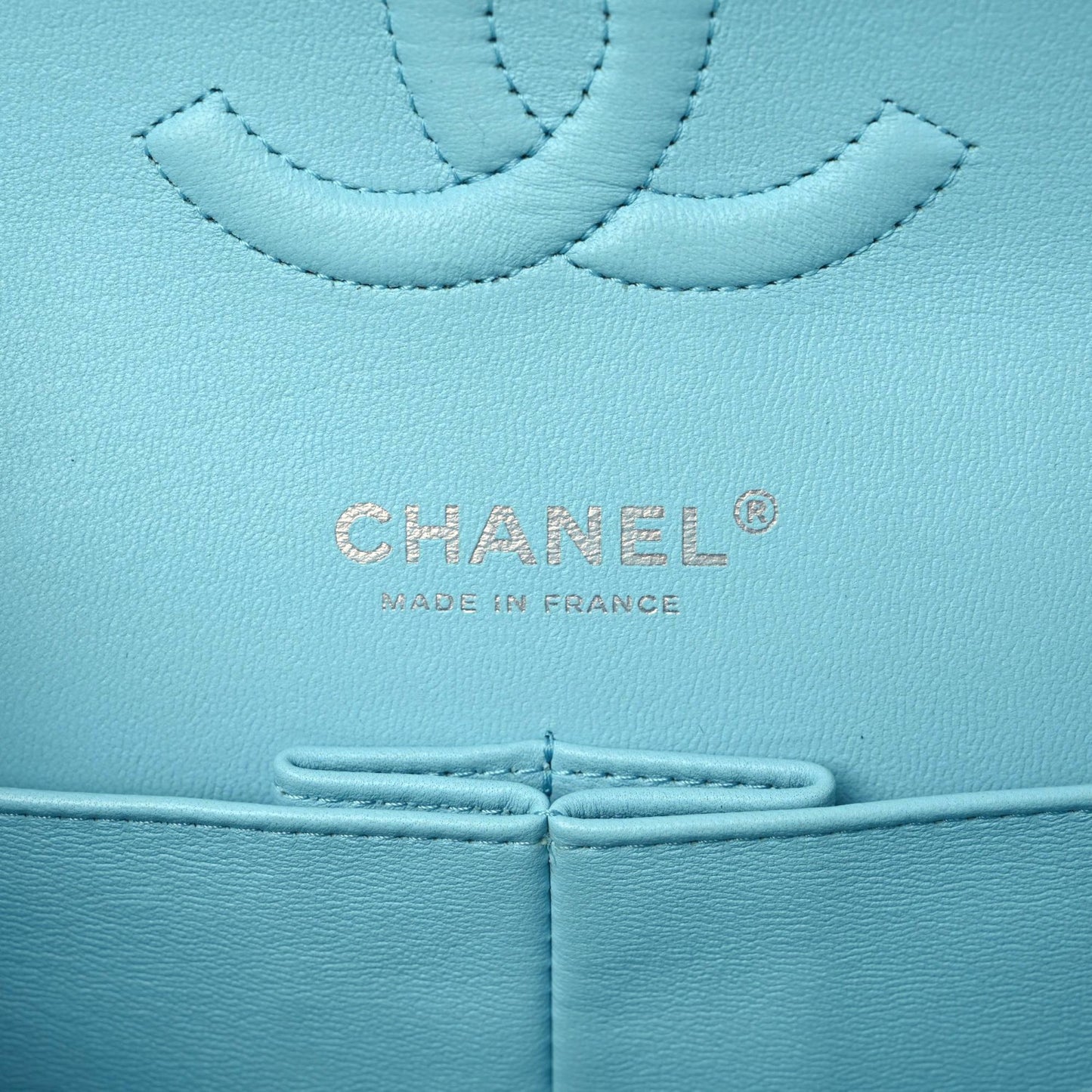Lambskin Quilted Medium Double Flap Neon Blue