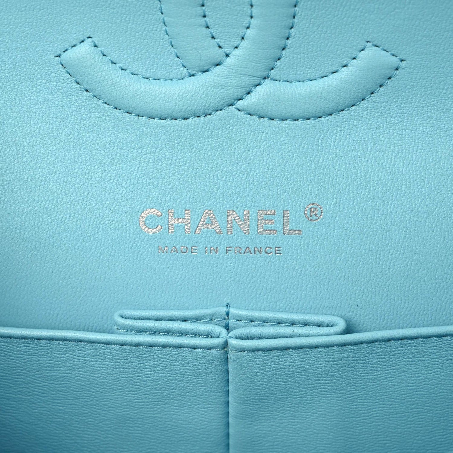 Chanel Lambskin Quilted Medium Double Flap Neon Blue 10 of 11