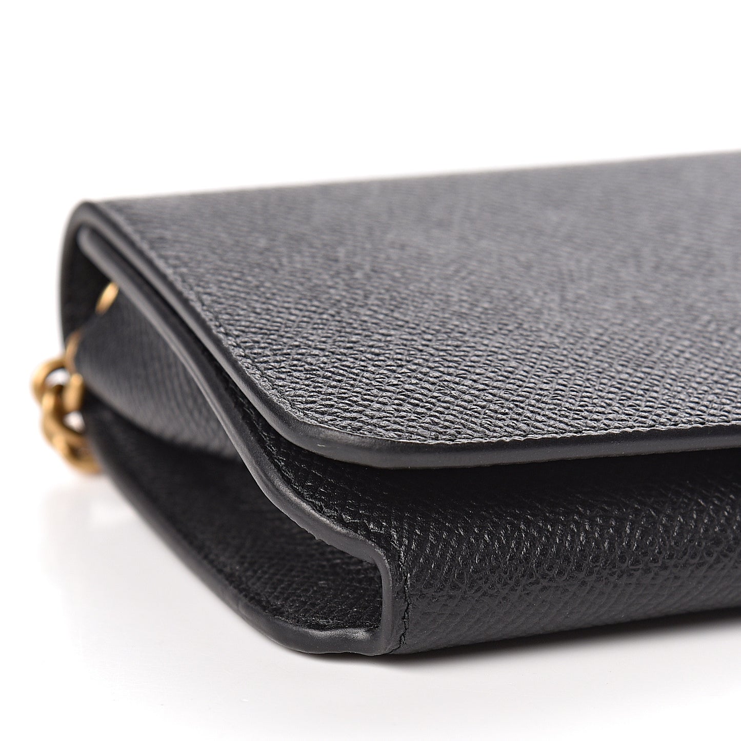 Grained Calfskin BB Phone Holder Wallet On Chain Black