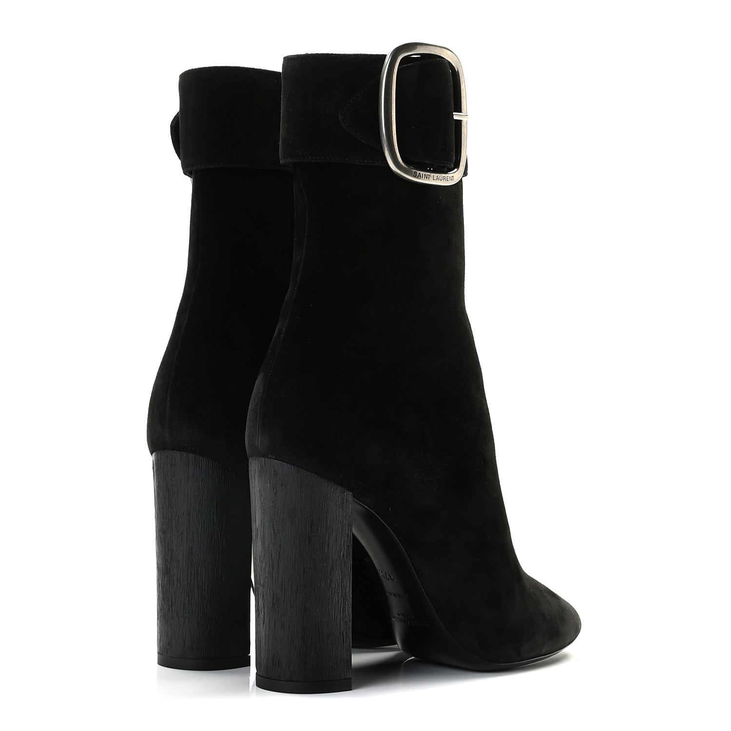 Saint Laurent Suede Joplin Buckle 105 Booties 37.5 Black 4 of 15
