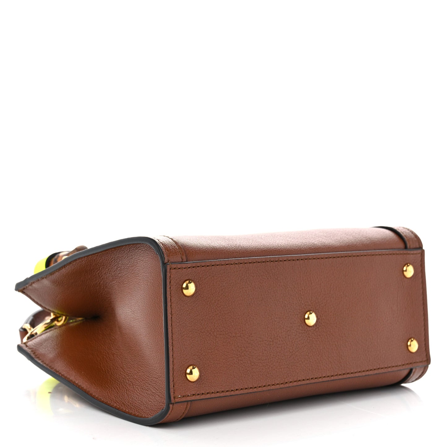 Wonka Grain Calfskin Mini Diana Tote Bag Cuir Yellow Fluo