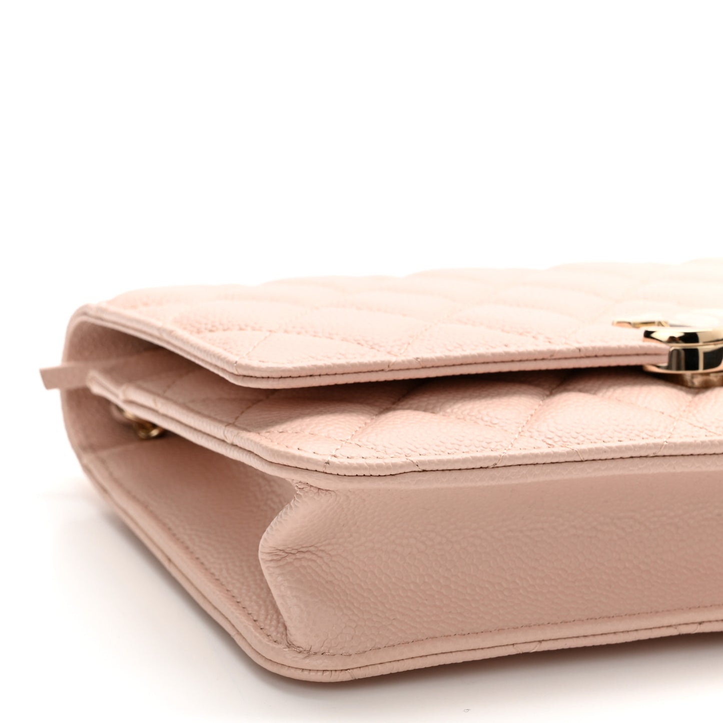 Caviar Quilted Enamel Wallet on Chain WOC Light Pink