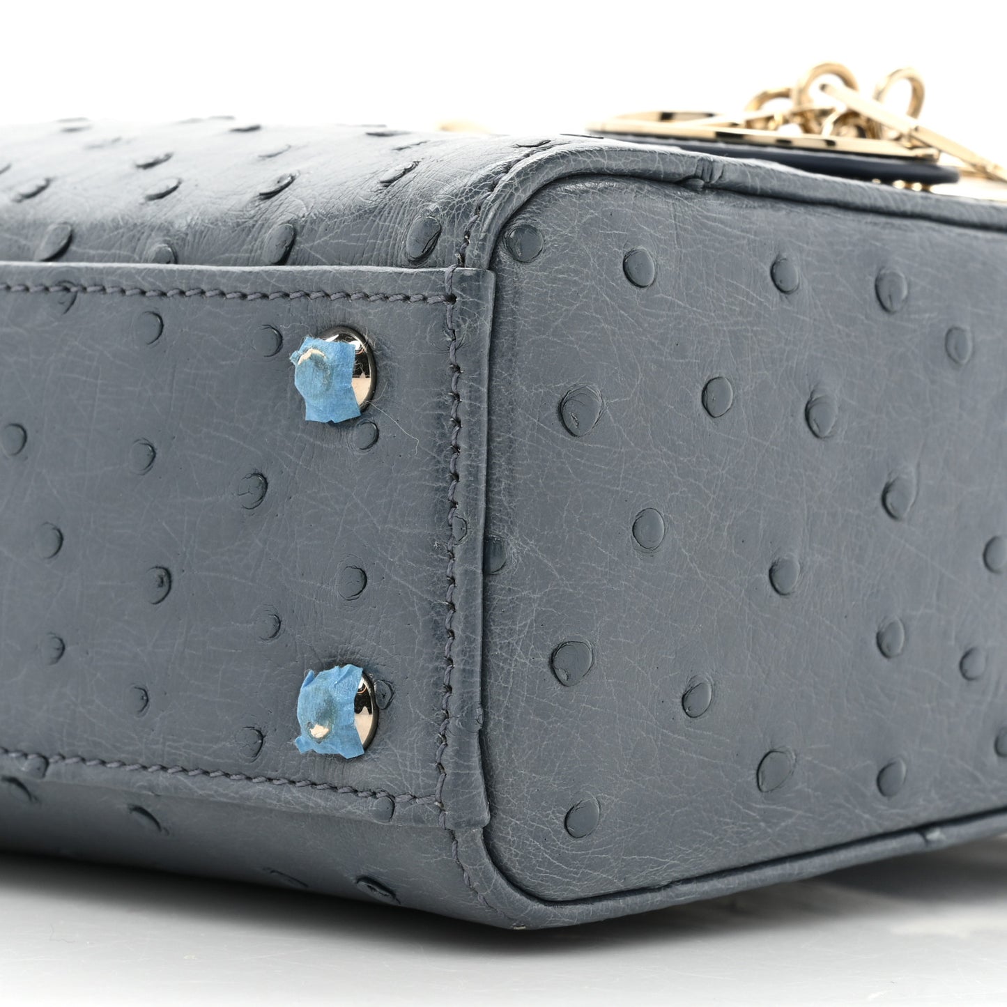 Ostrich Mini Lady Dior Dark Grey