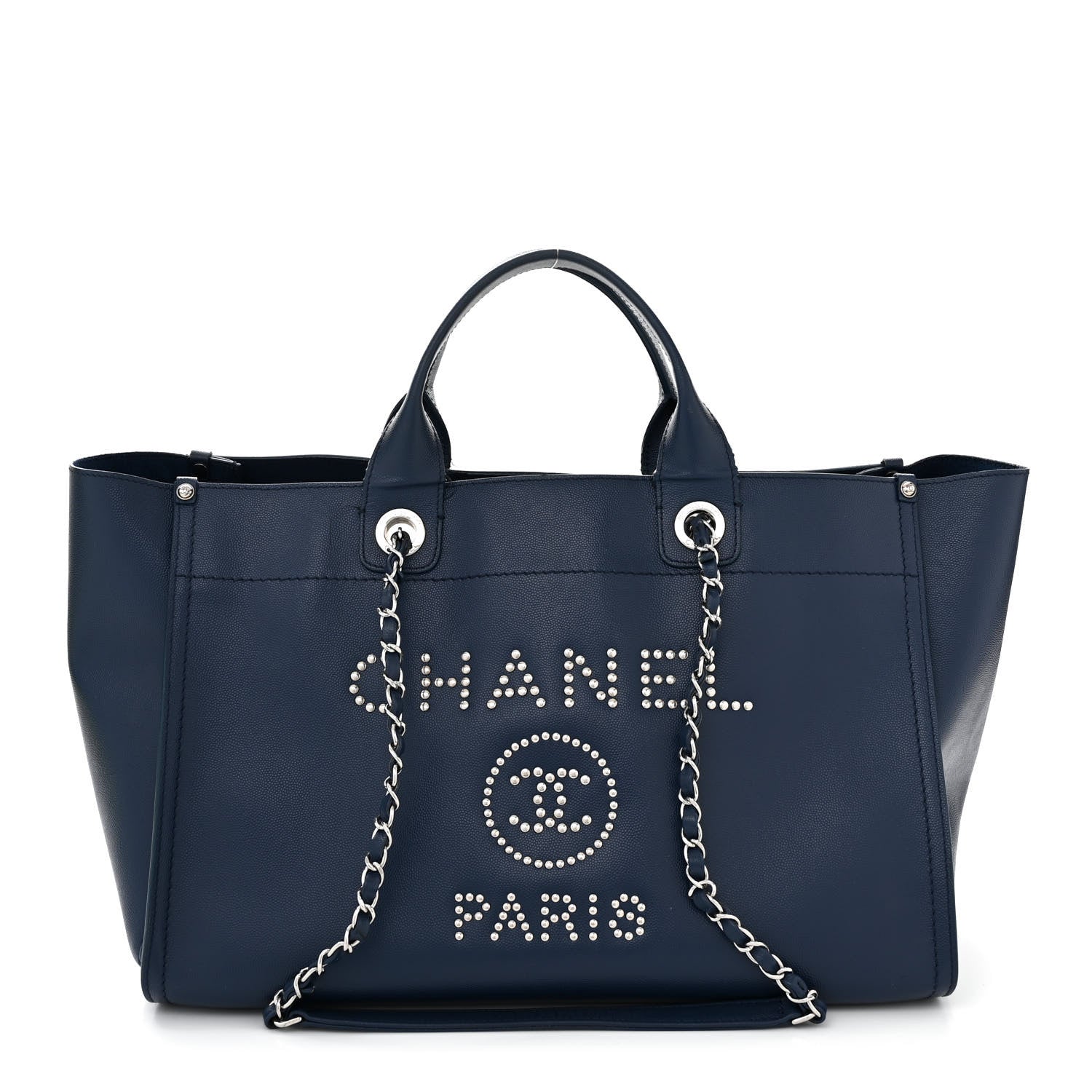 Chanel Caviar Large Studded Deauville Tote Navy 1 of 12