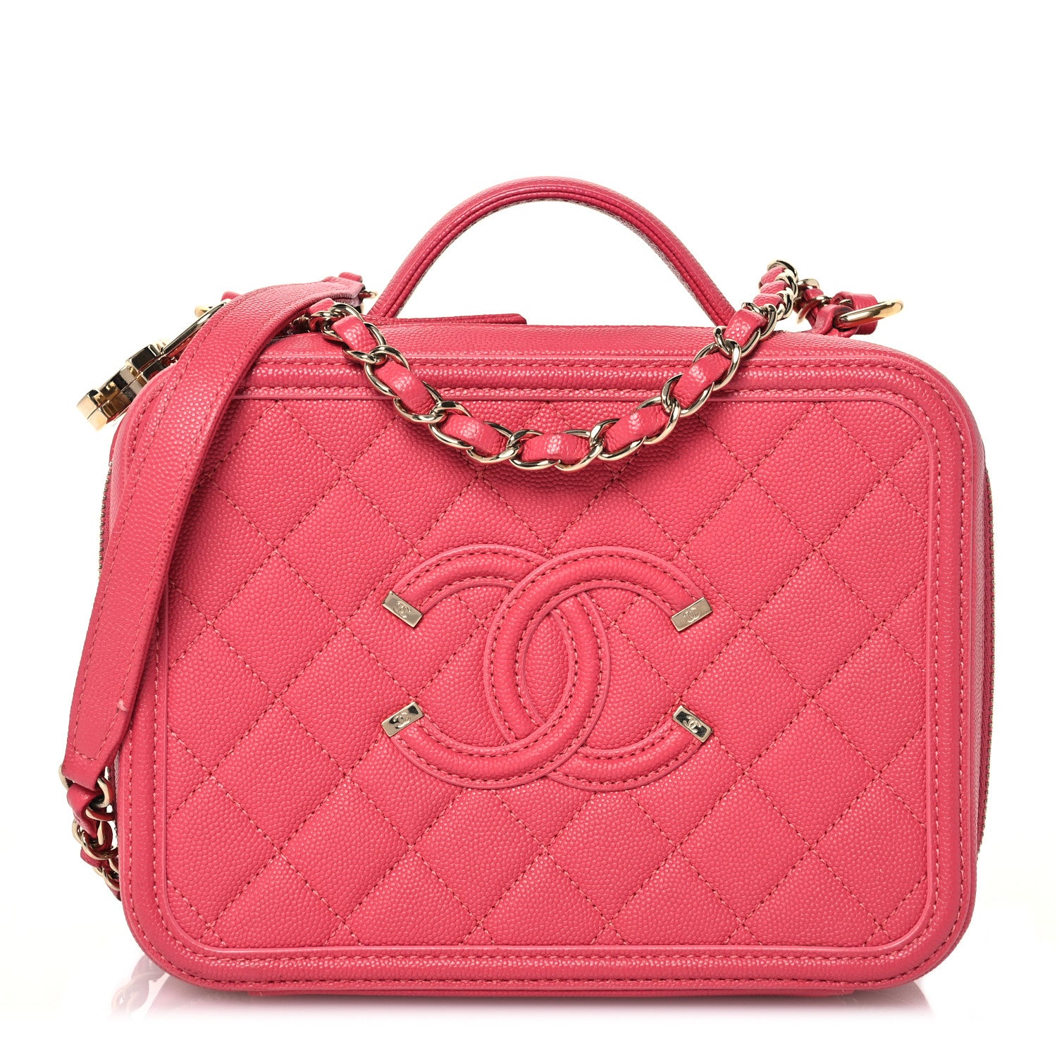 Chanel Caviar Quilted Medium CC Filigree Vanity Case Pink 1 of 12