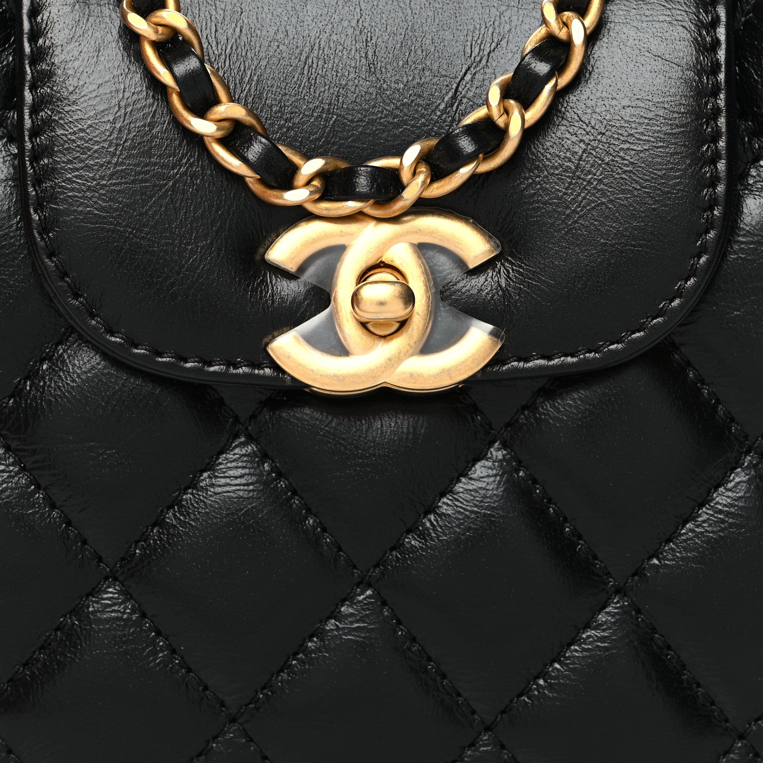 Chanel Shiny Aged Calfskin Quilted Nano Kelly Shopper Black 8 of 10