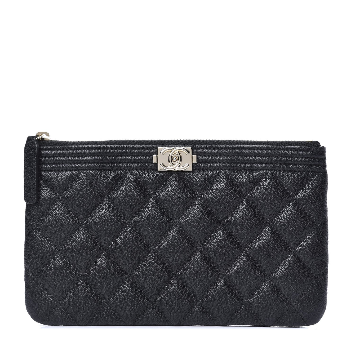 Caviar Quilted Small Boy Cosmetic Case Black