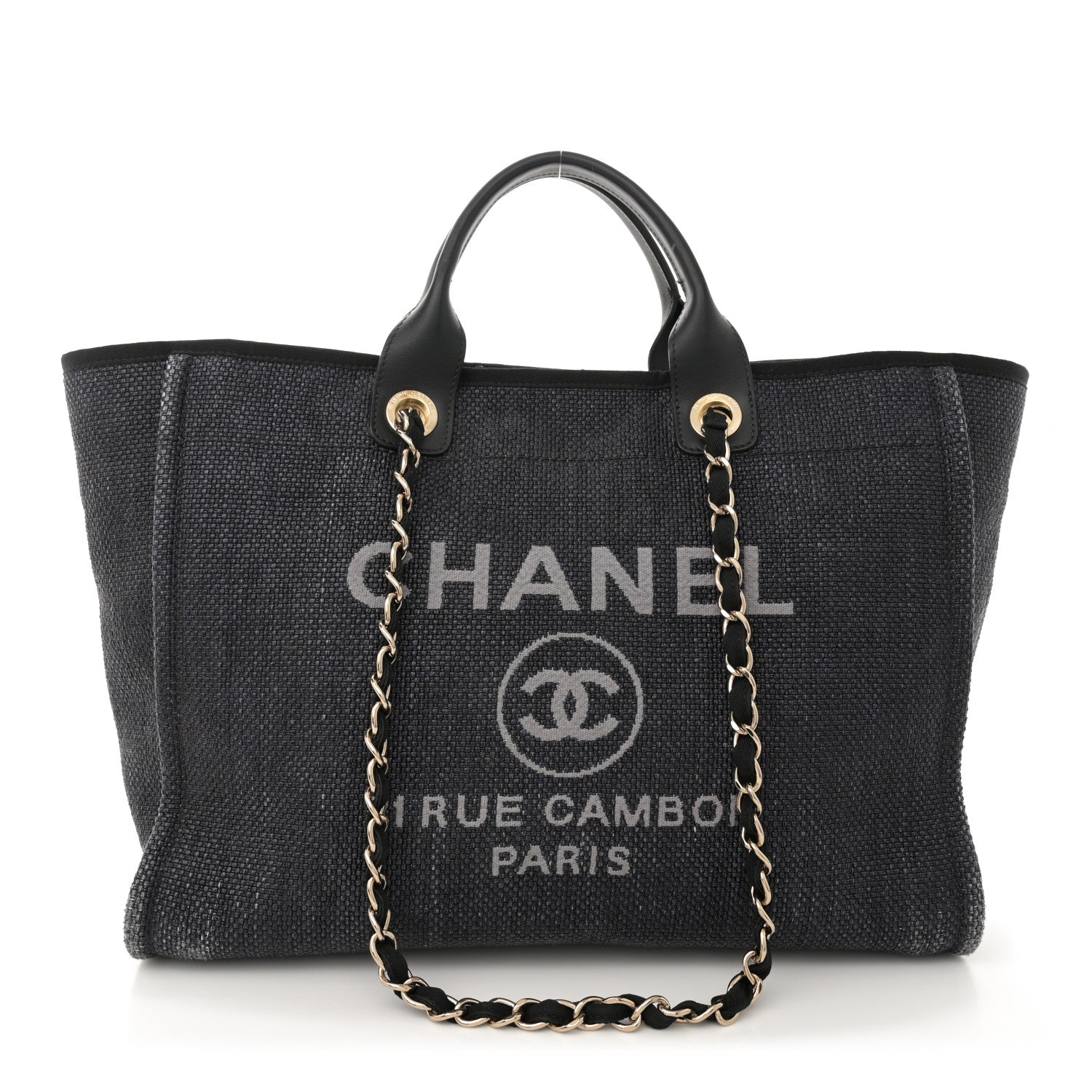 Chanel Woven Straw Raffia Medium Deauville Tote Black 1 of 12