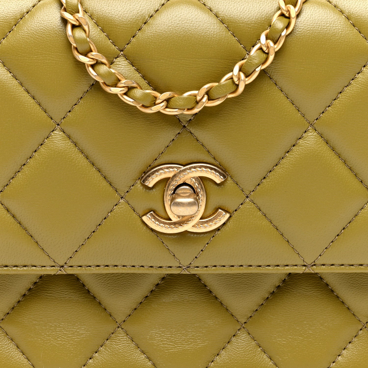 Chanel Lambskin Quilted Metal Top Handle Flap Green 8 of 10